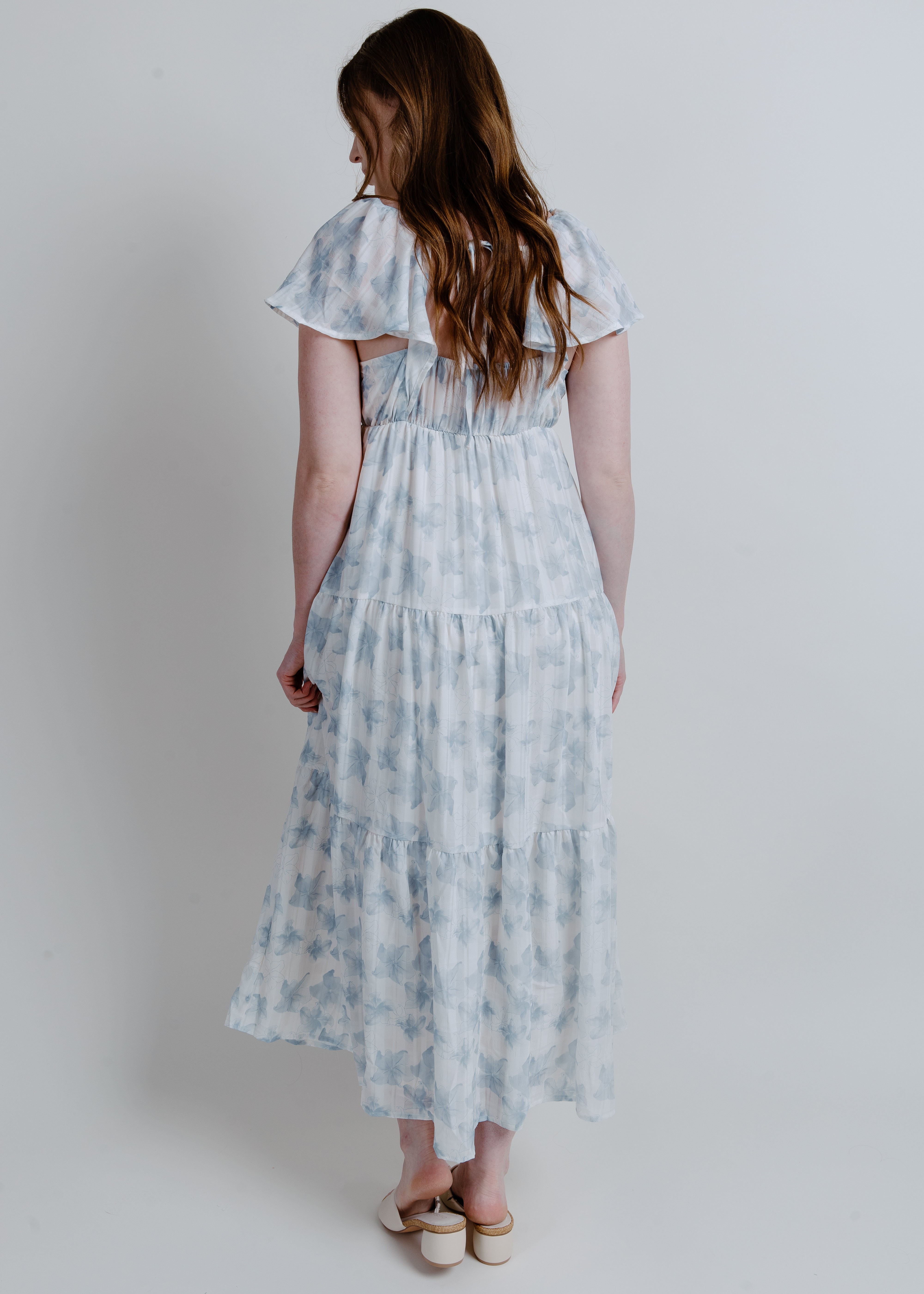 Millie Floral Midi Dress - Slate Blue