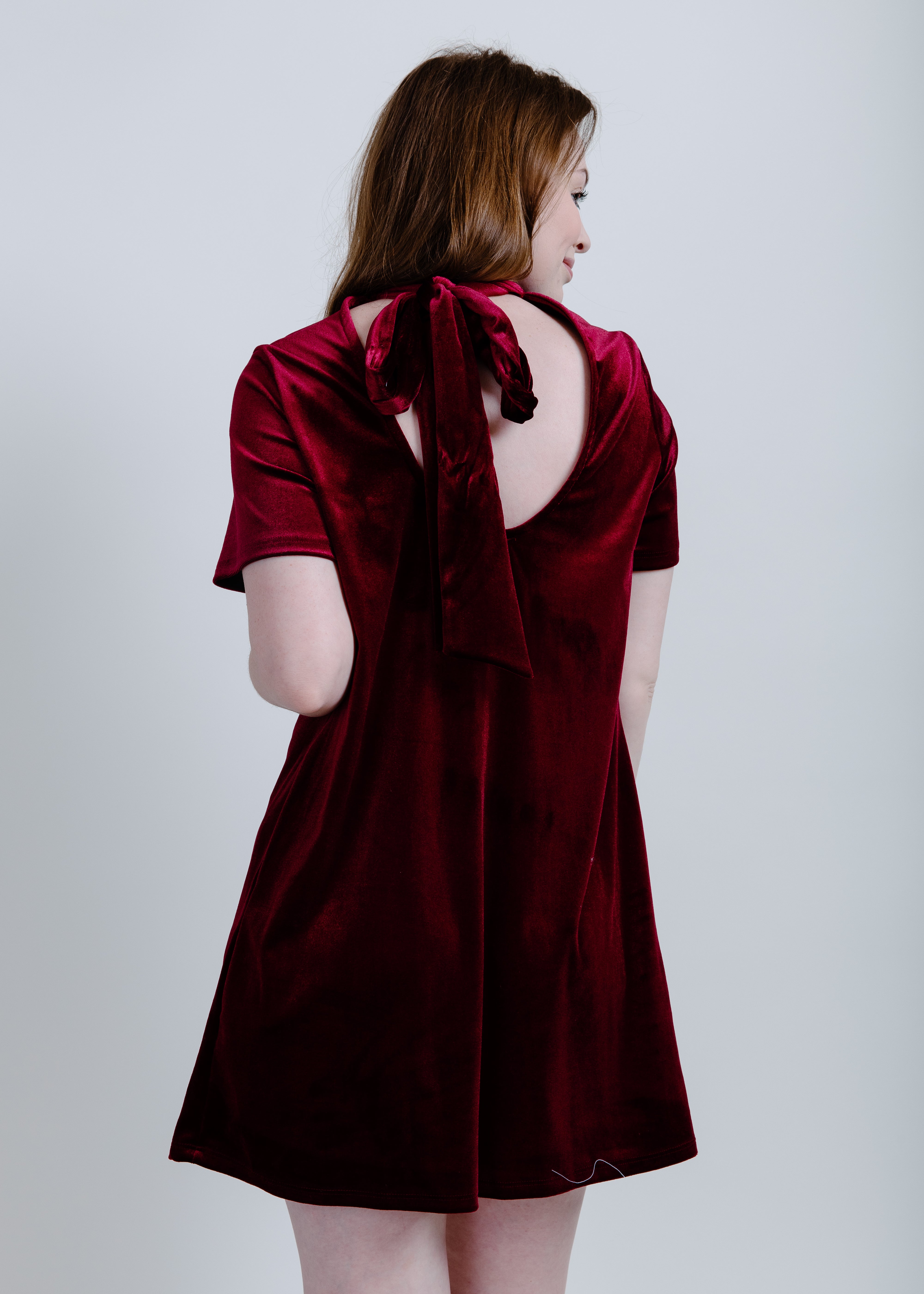 Natasha Velvet Dress - Burgundy