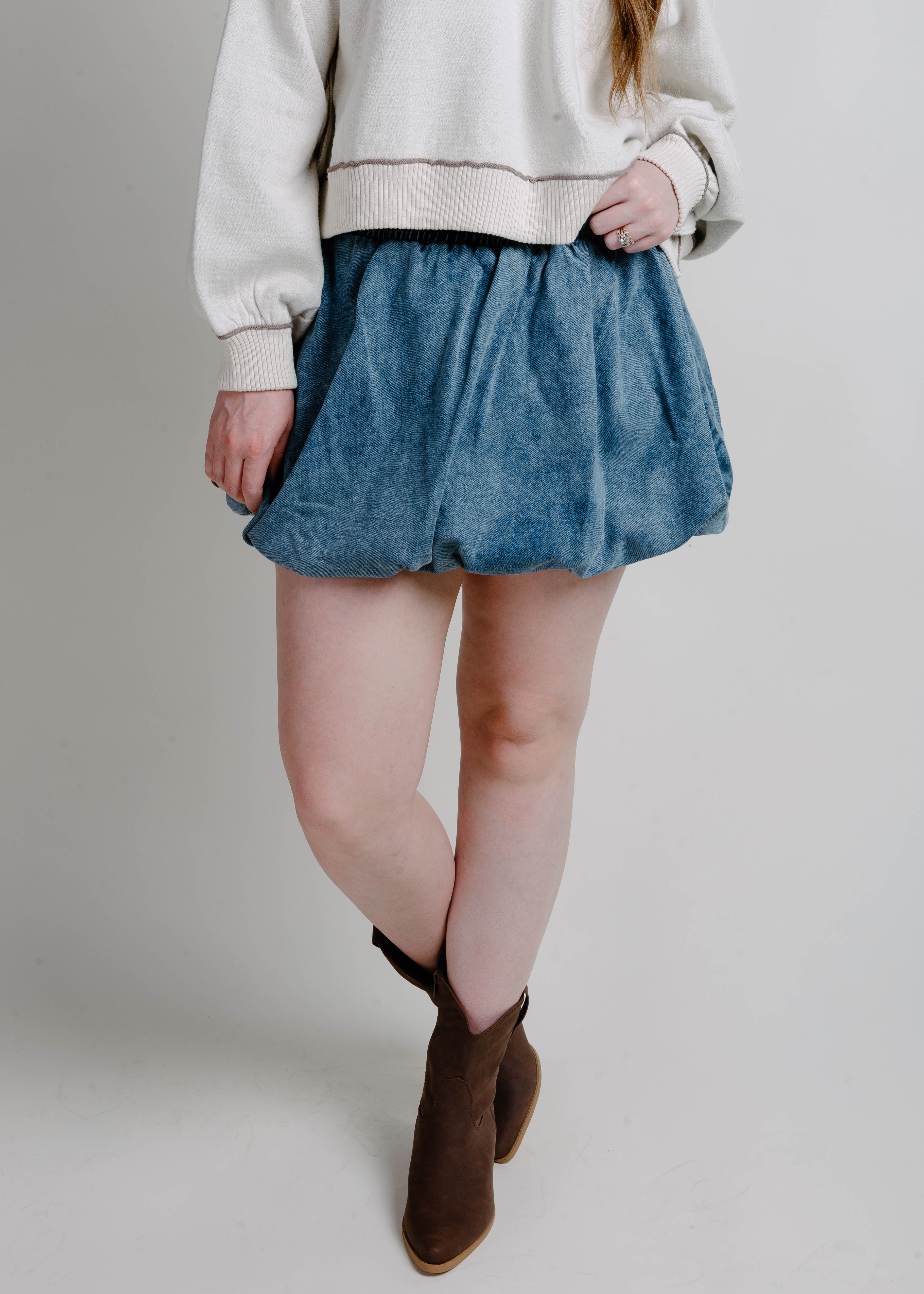Sally Denim Bubble Skirt - Medium Denim