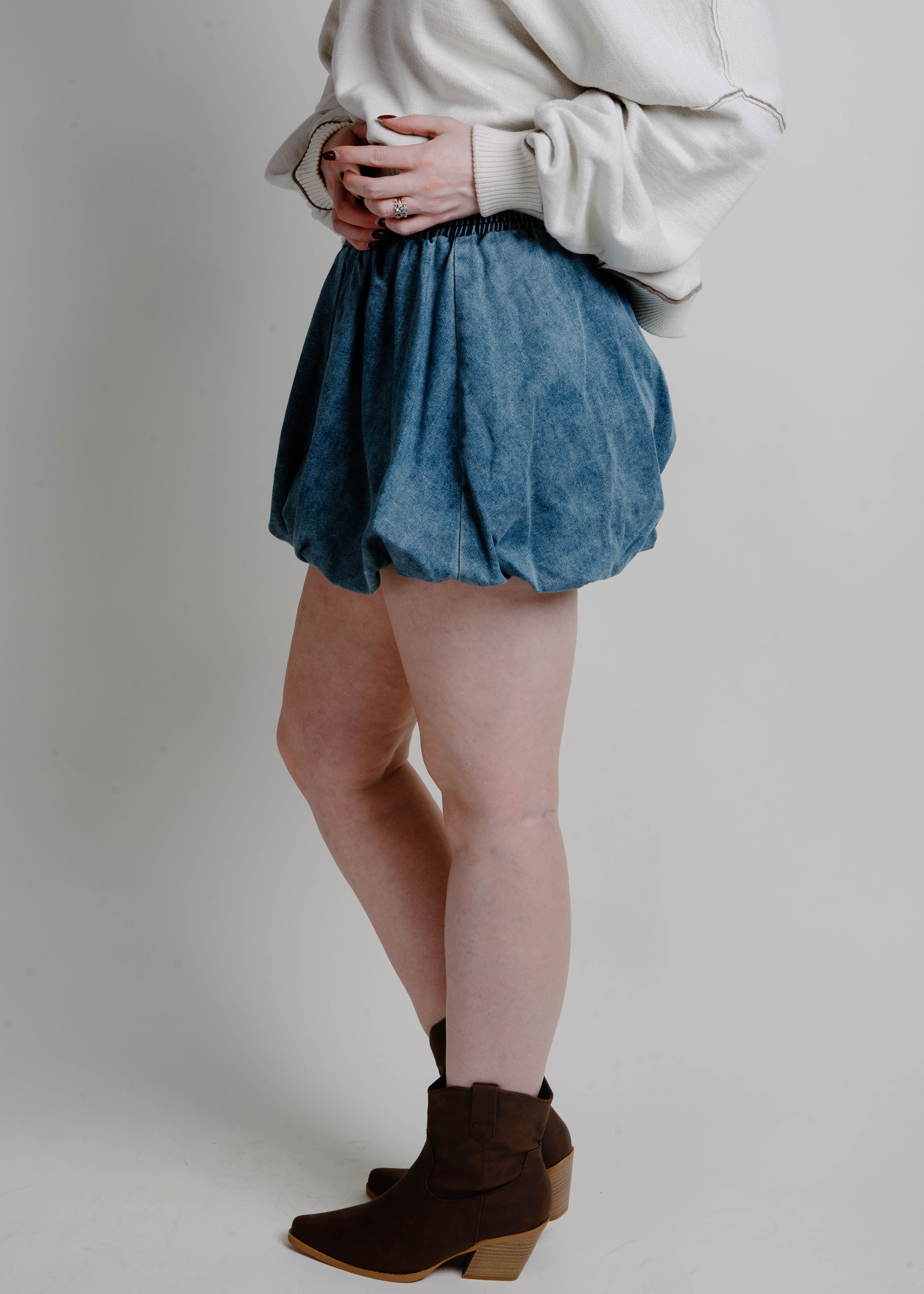 Sally Denim Bubble Skirt - Medium Denim