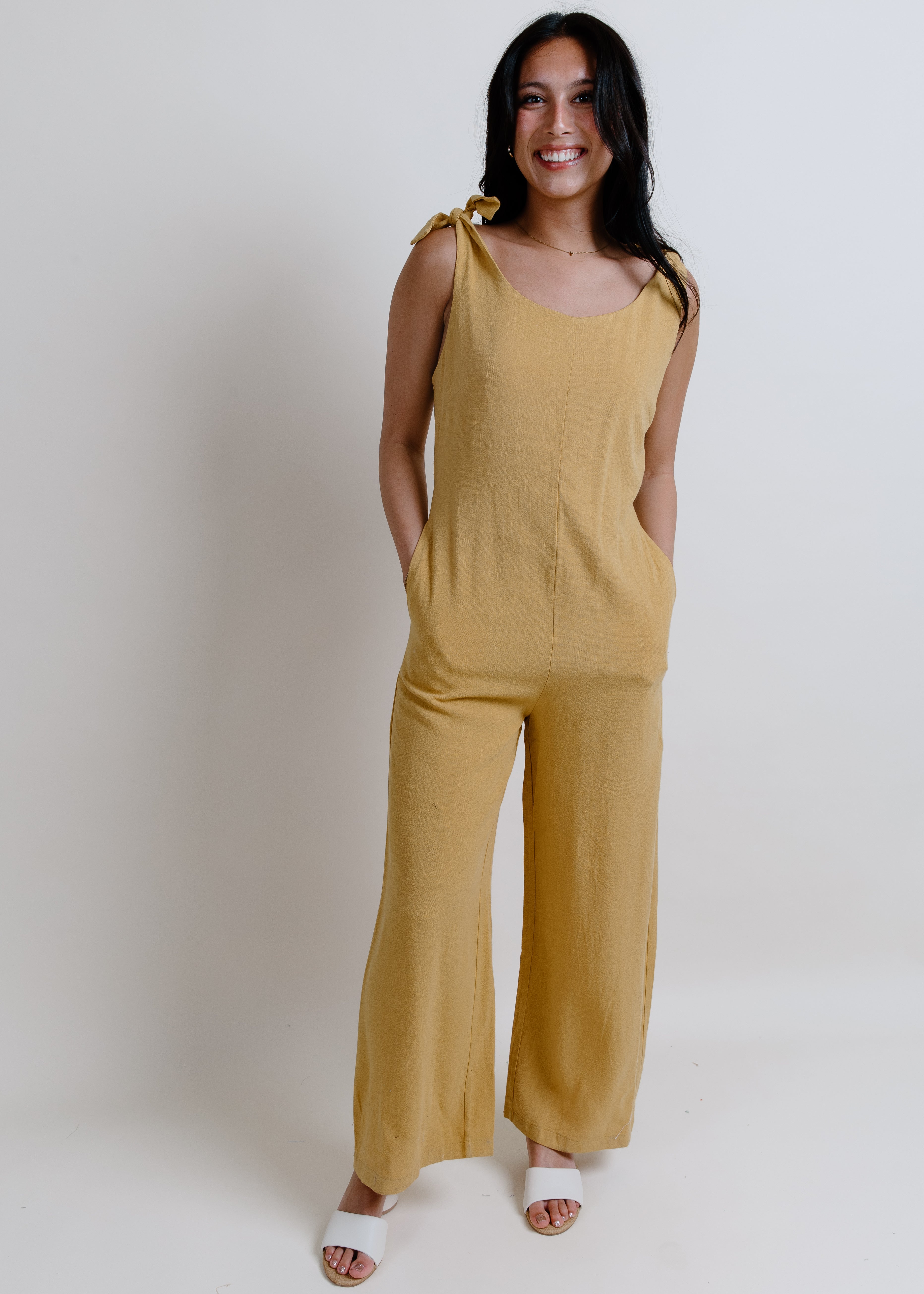 Sasha Open Back Jumpsuit - Mustard