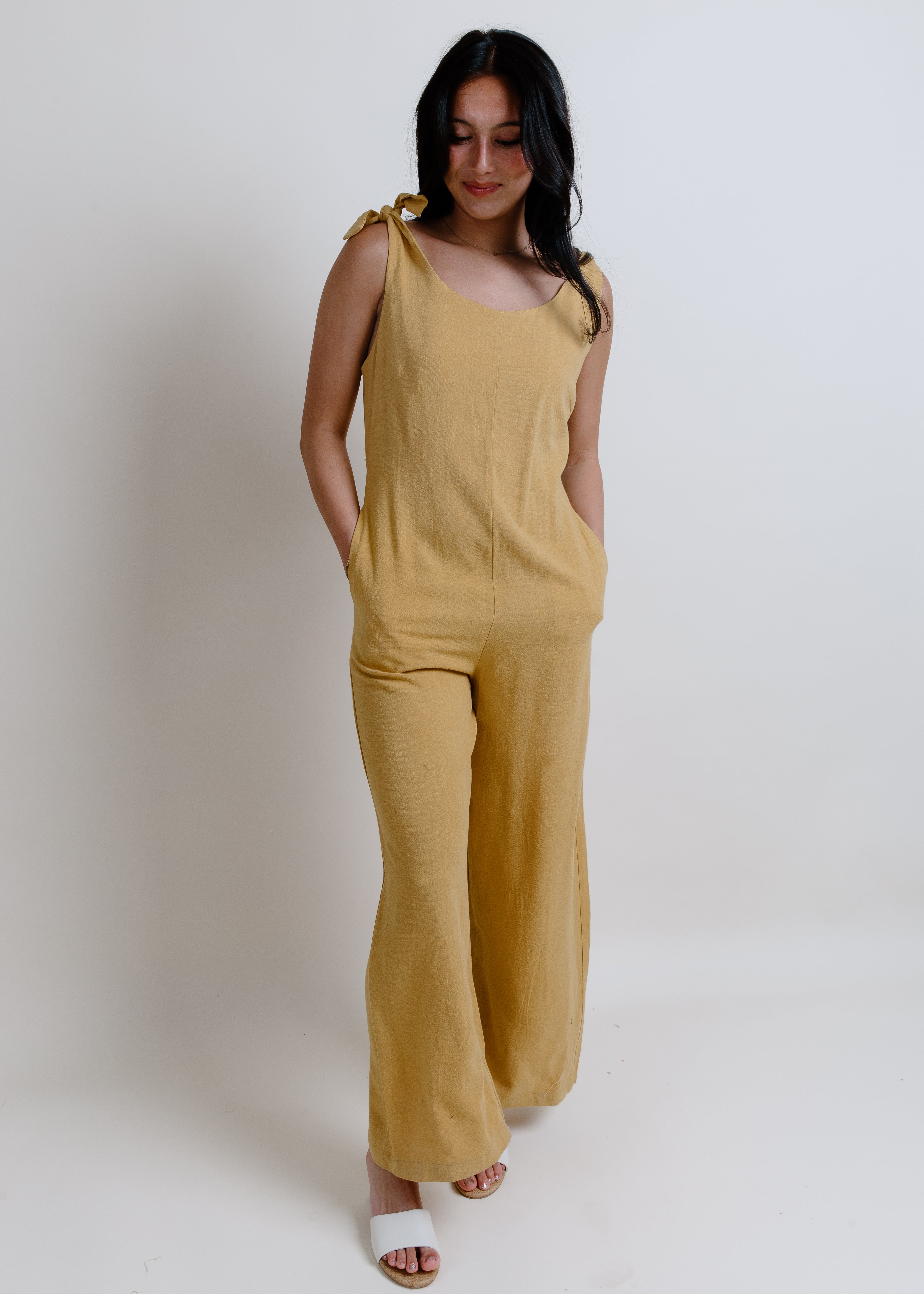 Sasha Open Back Jumpsuit - Mustard