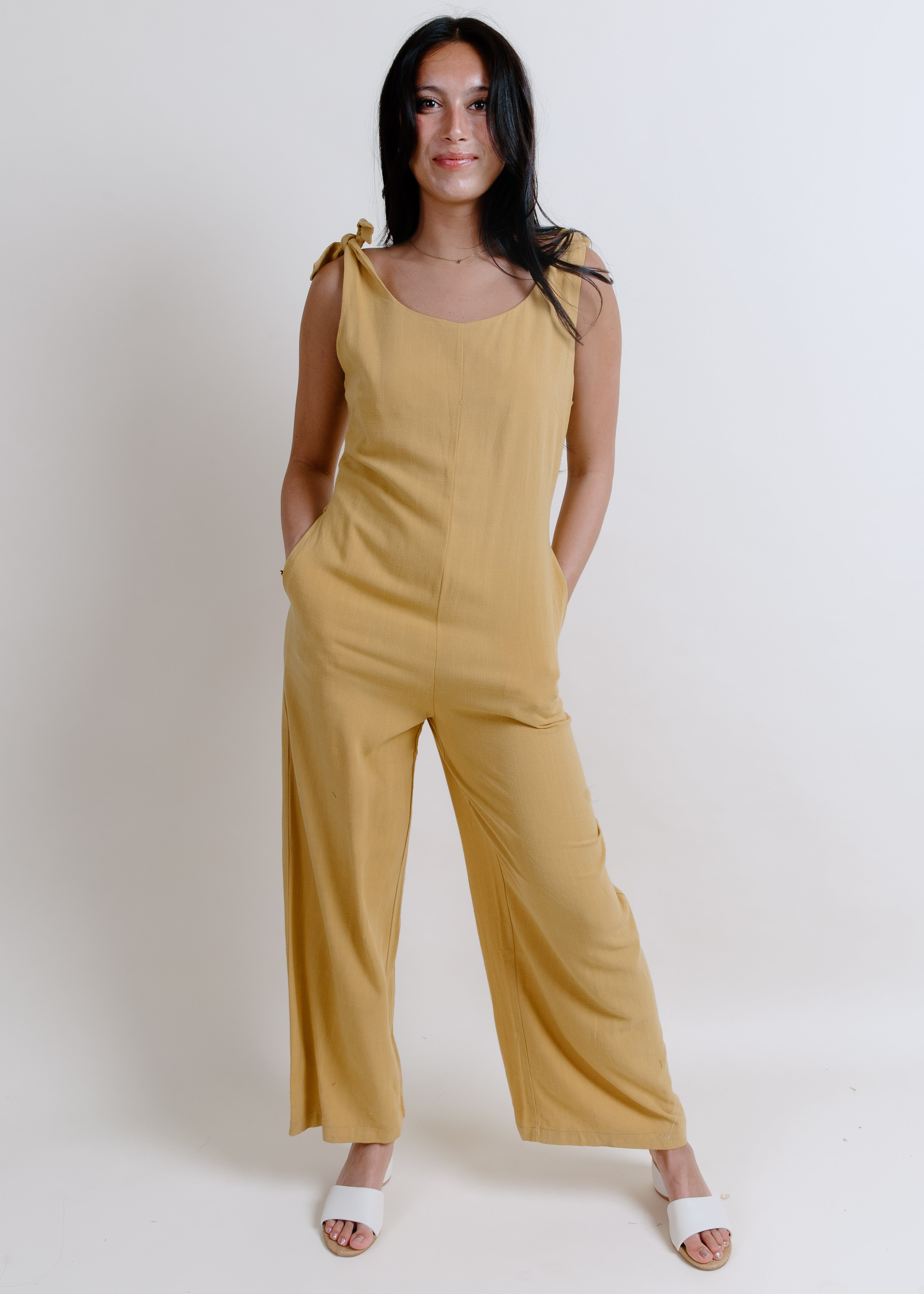 Sasha Open Back Jumpsuit - Mustard