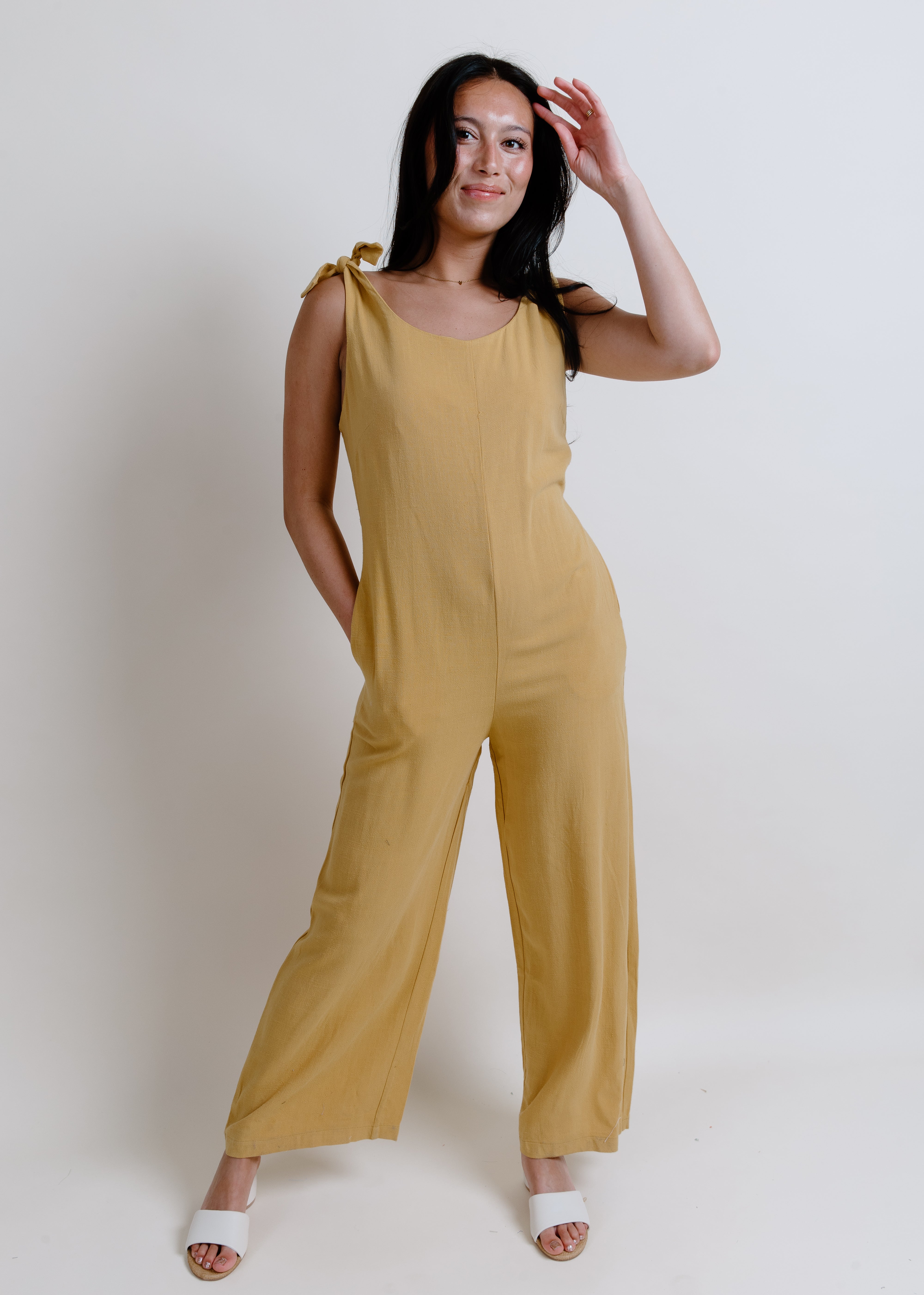 Sasha Open Back Jumpsuit - Mustard