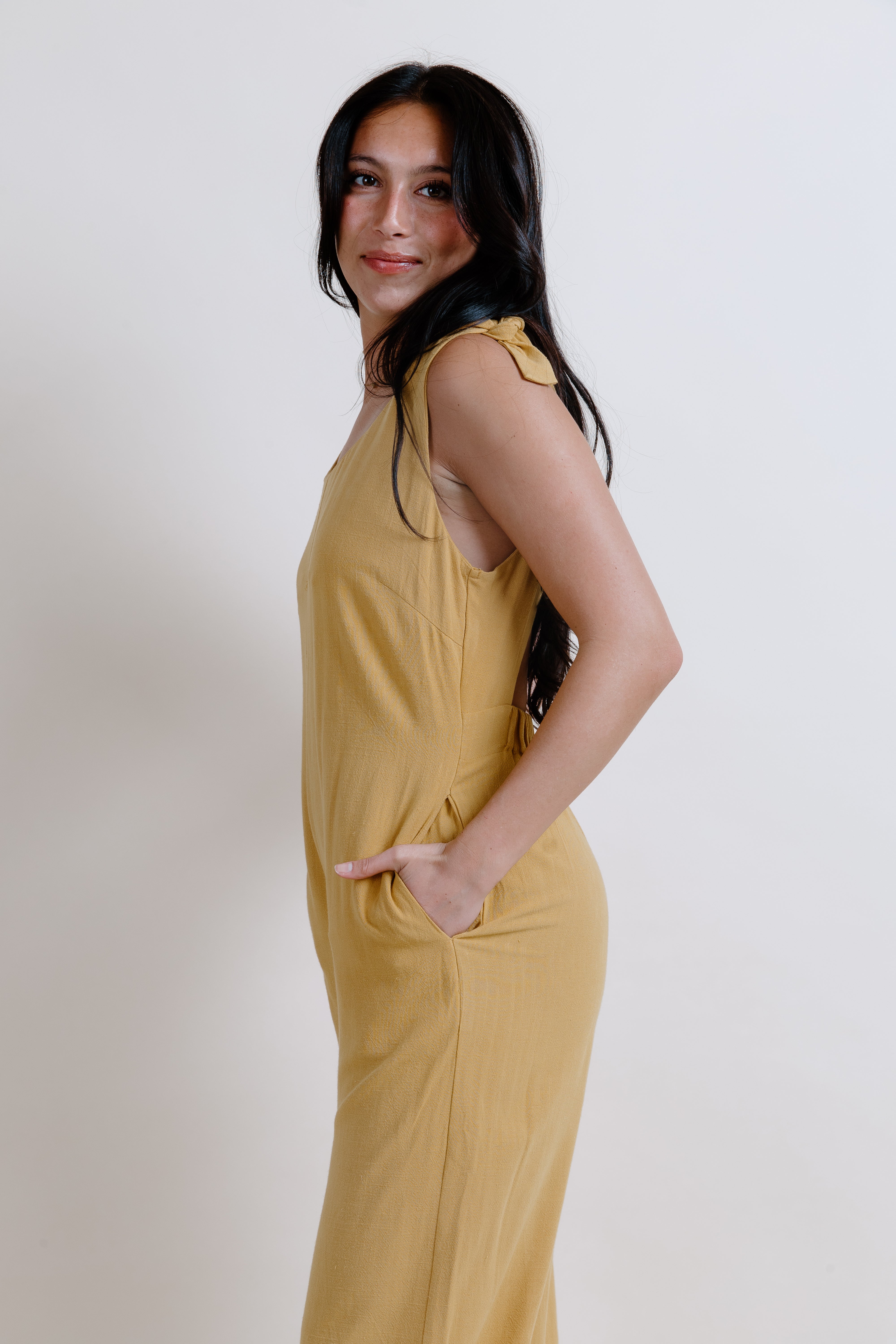 Sasha Open Back Jumpsuit - Mustard