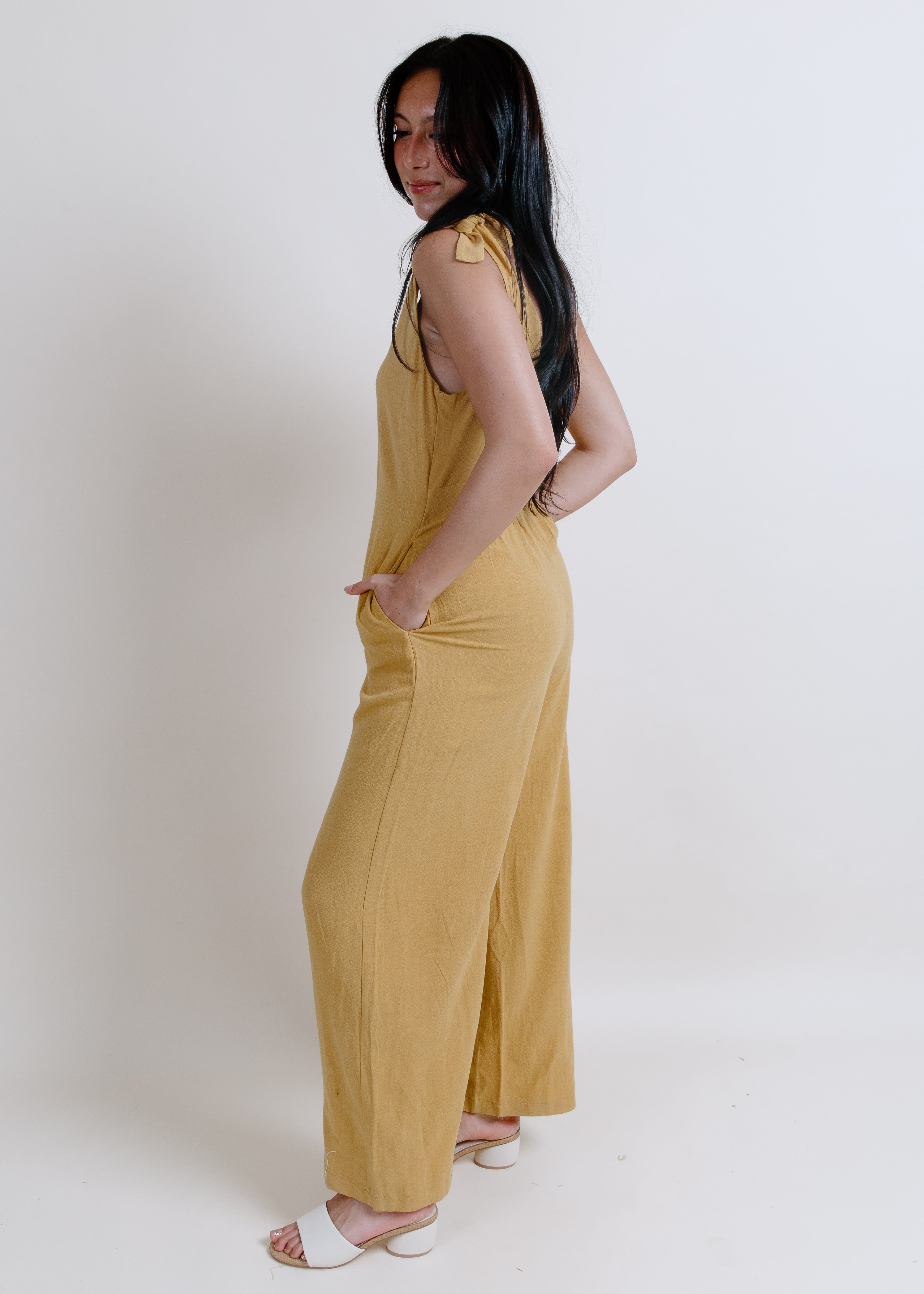 Sasha Open Back Jumpsuit - Mustard