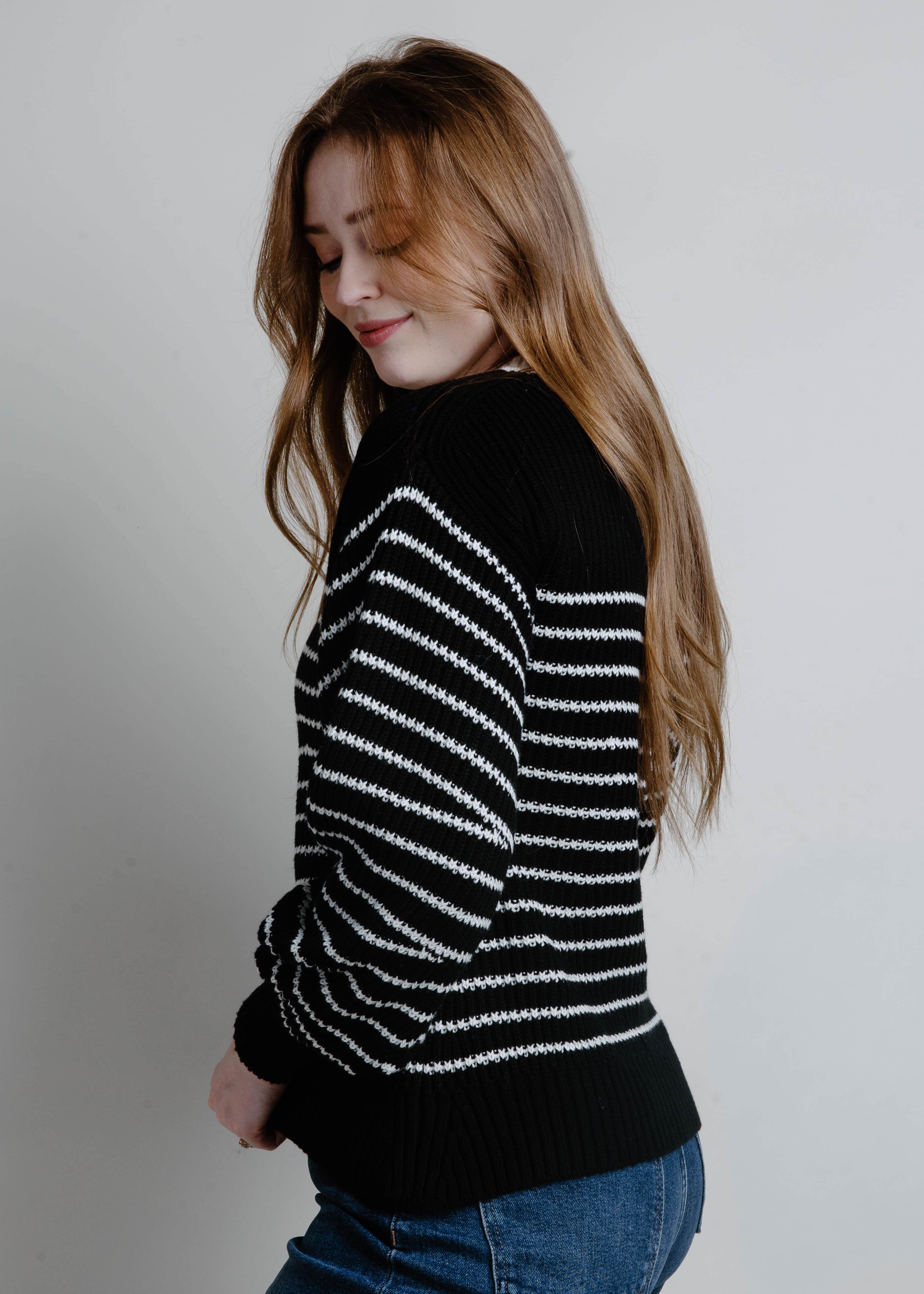 Savannah Striped Cardigan - Black