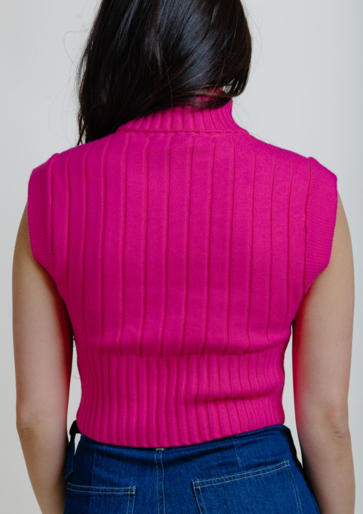 Lorianne Sleeveless Sweater Top - Fuchsia