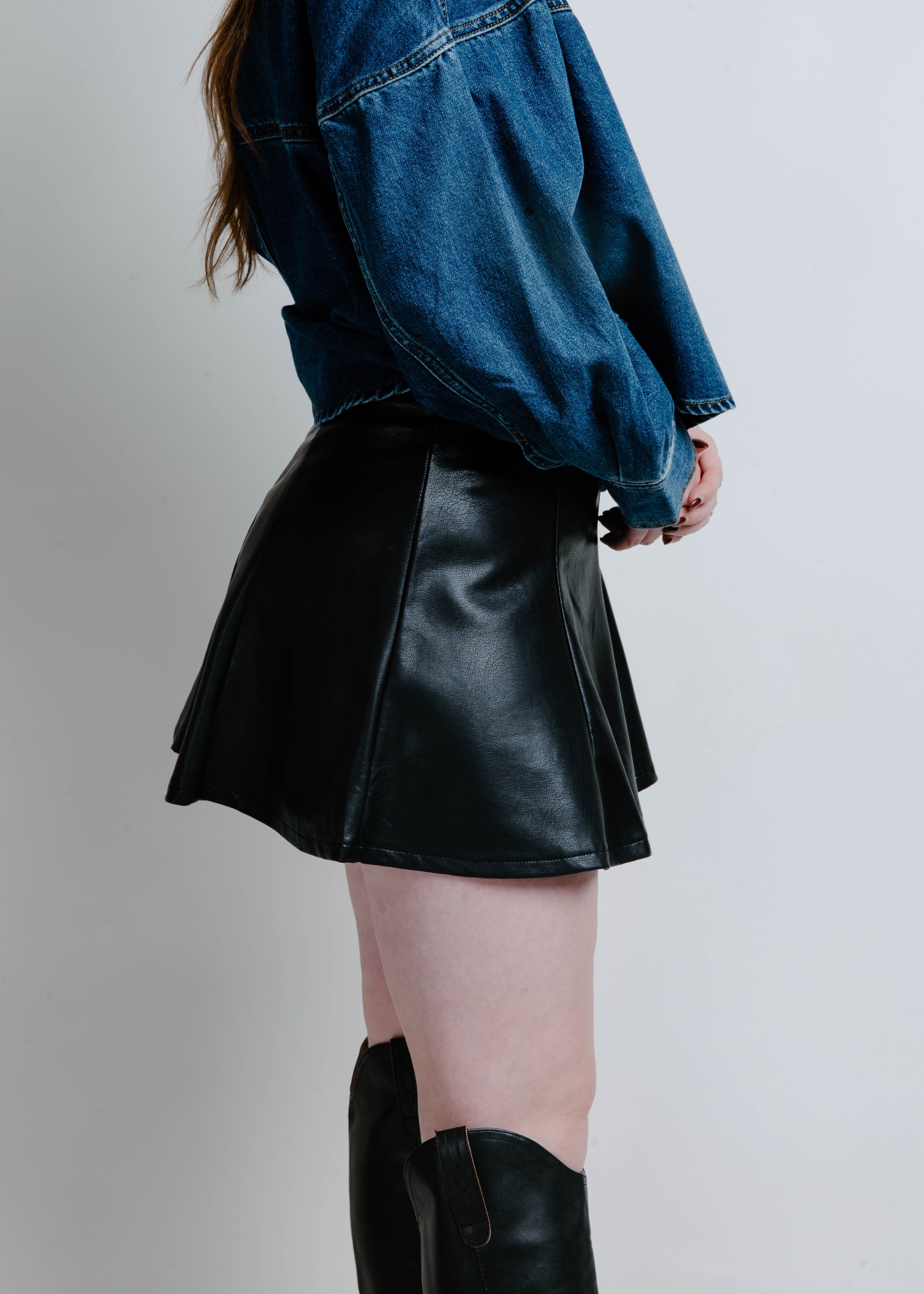 Serena Faux Leather Mini Skirt - Black