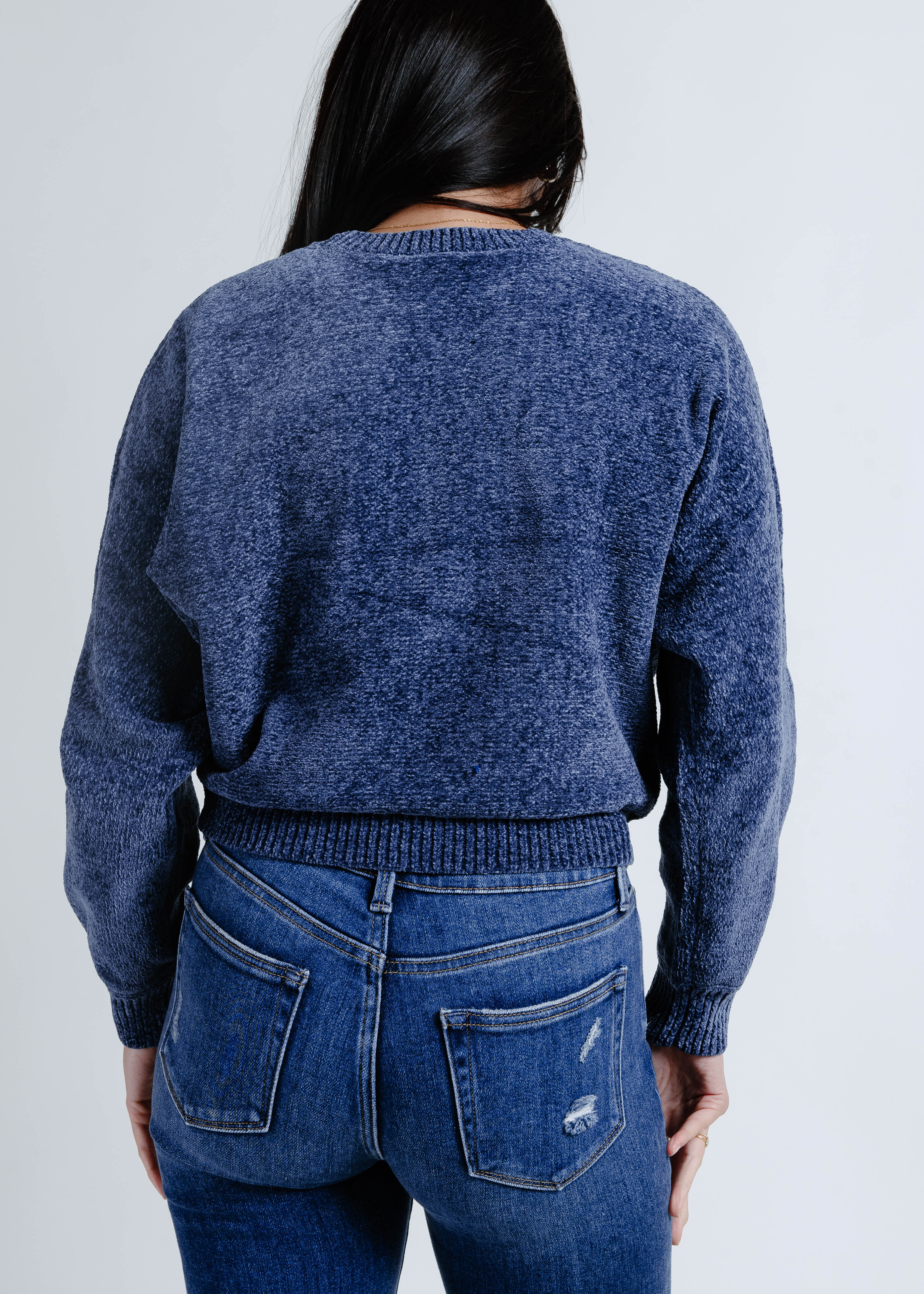 Tessa Cropped Sweater - Dusty Navy