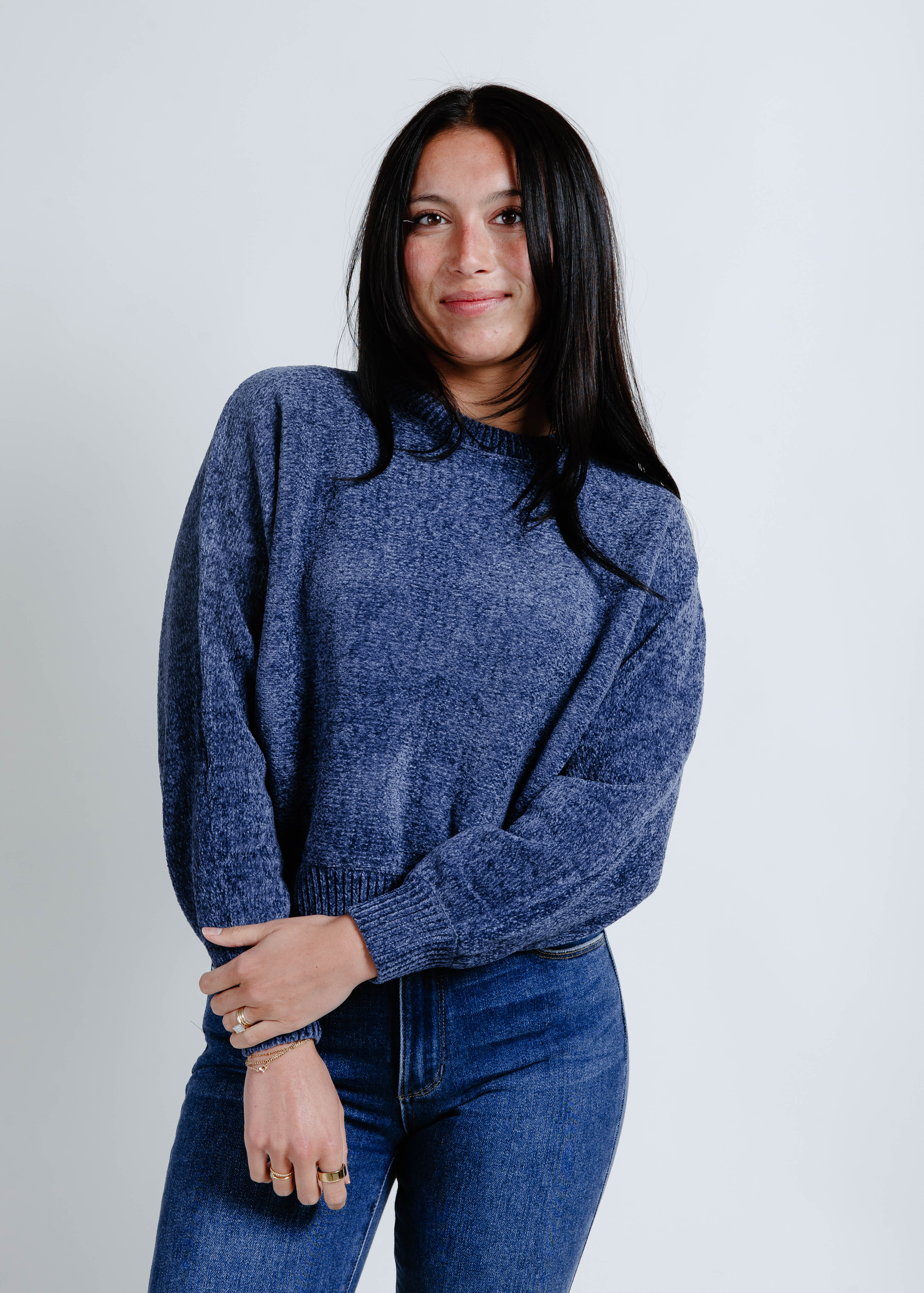Tessa Cropped Sweater - Dusty Navy