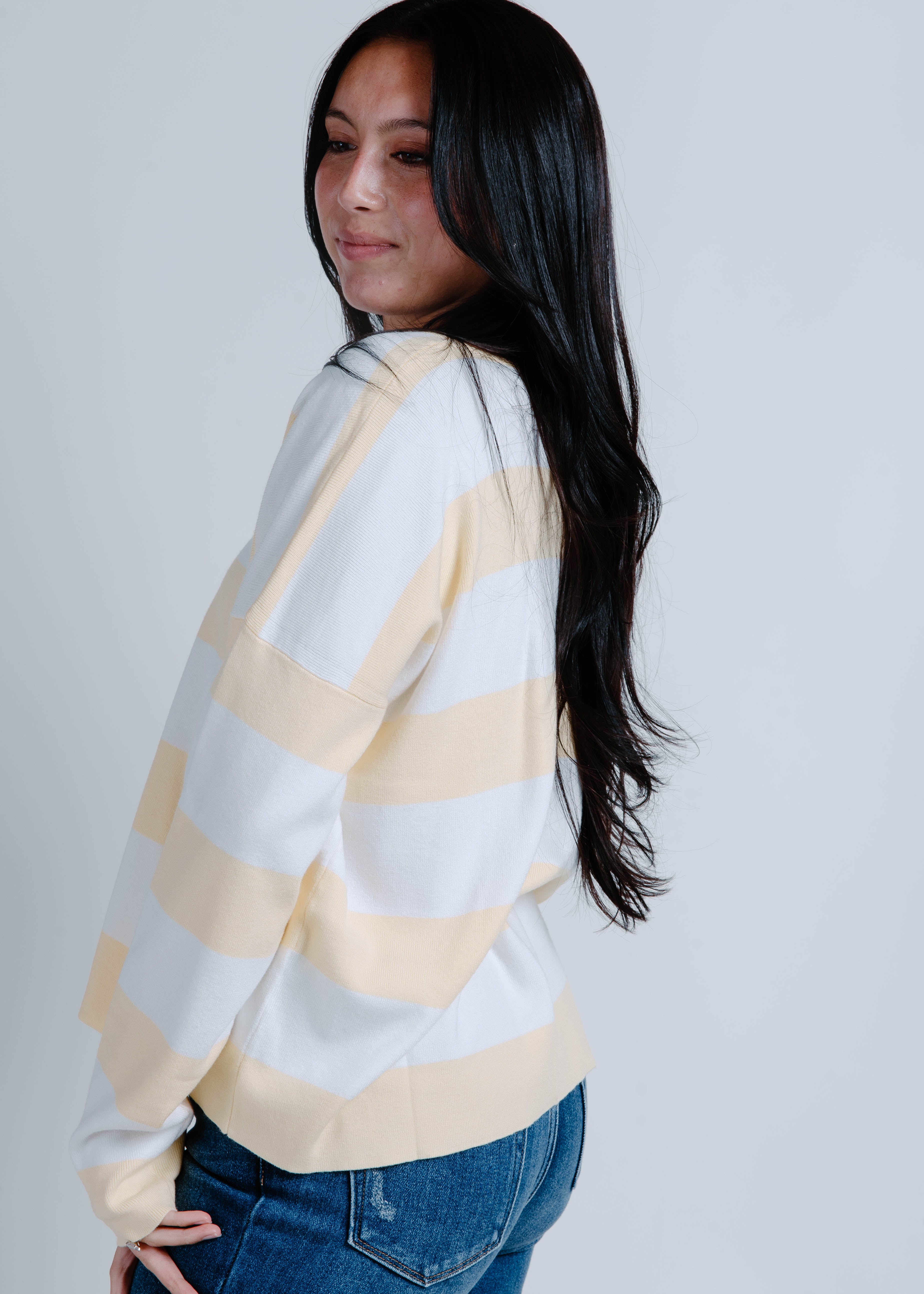 The Cincy Striped Sweater - Lemon