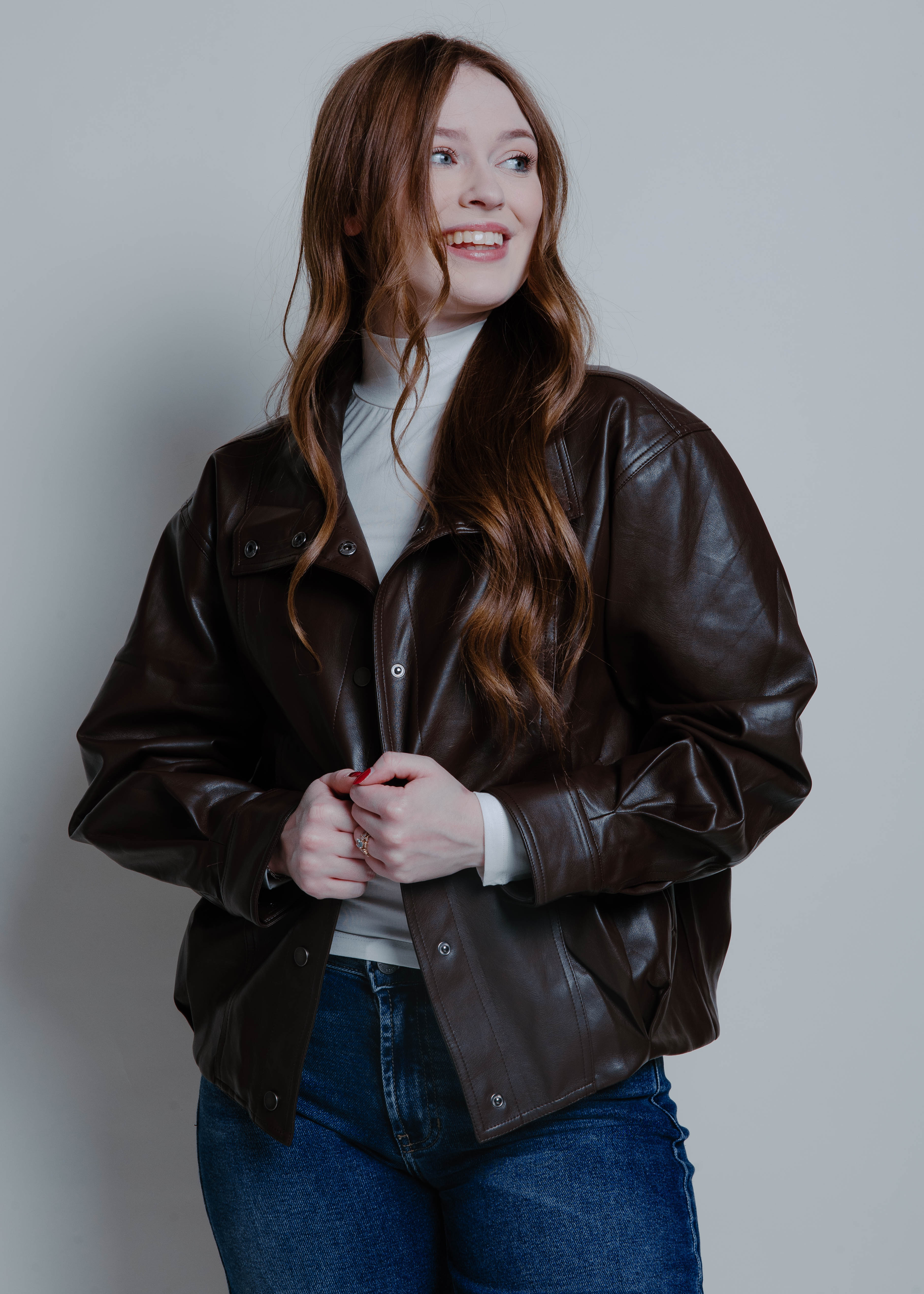 The East Side Leather Bomber Jacket - Brown