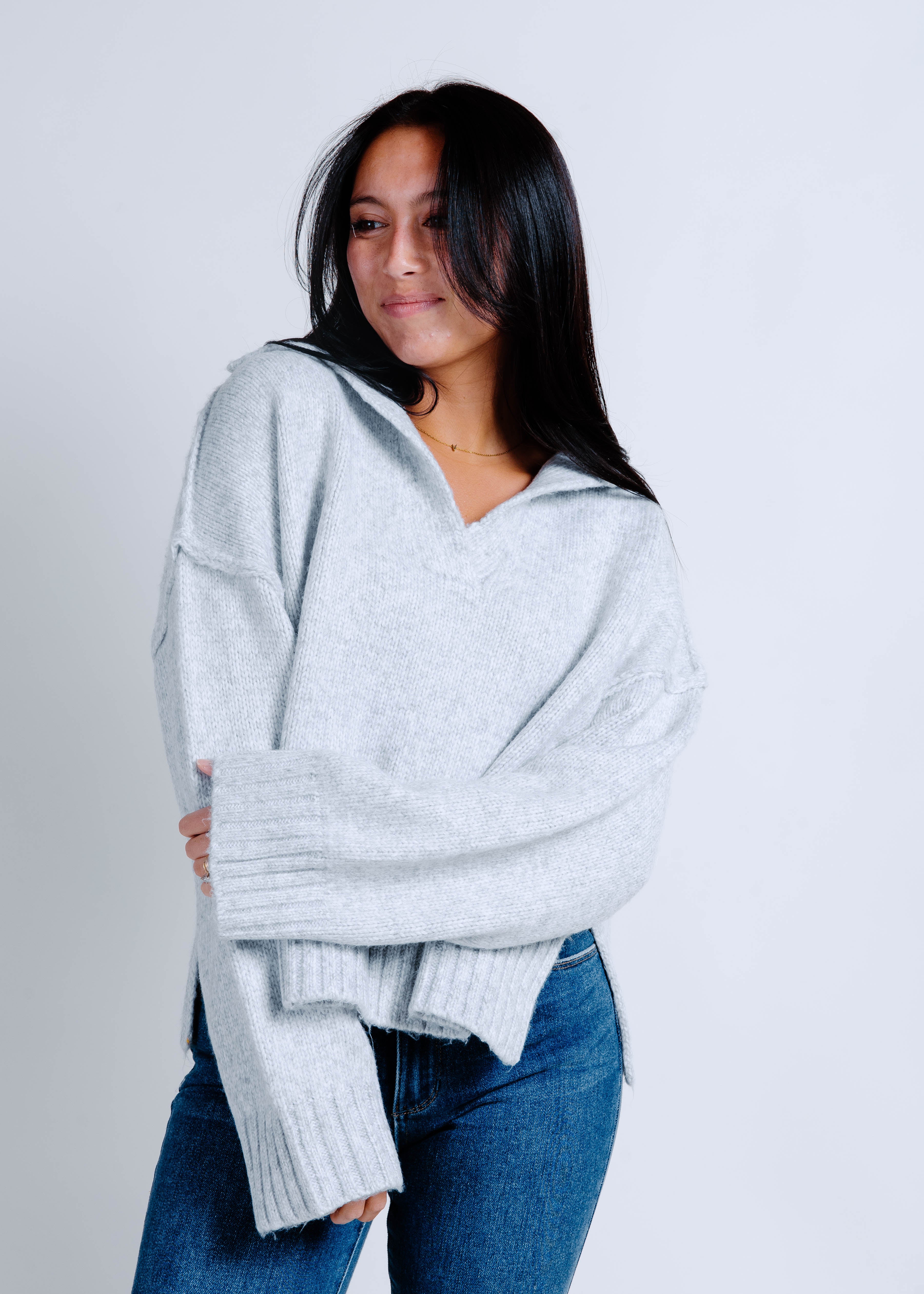 The Polo Knit Sweater - Grey