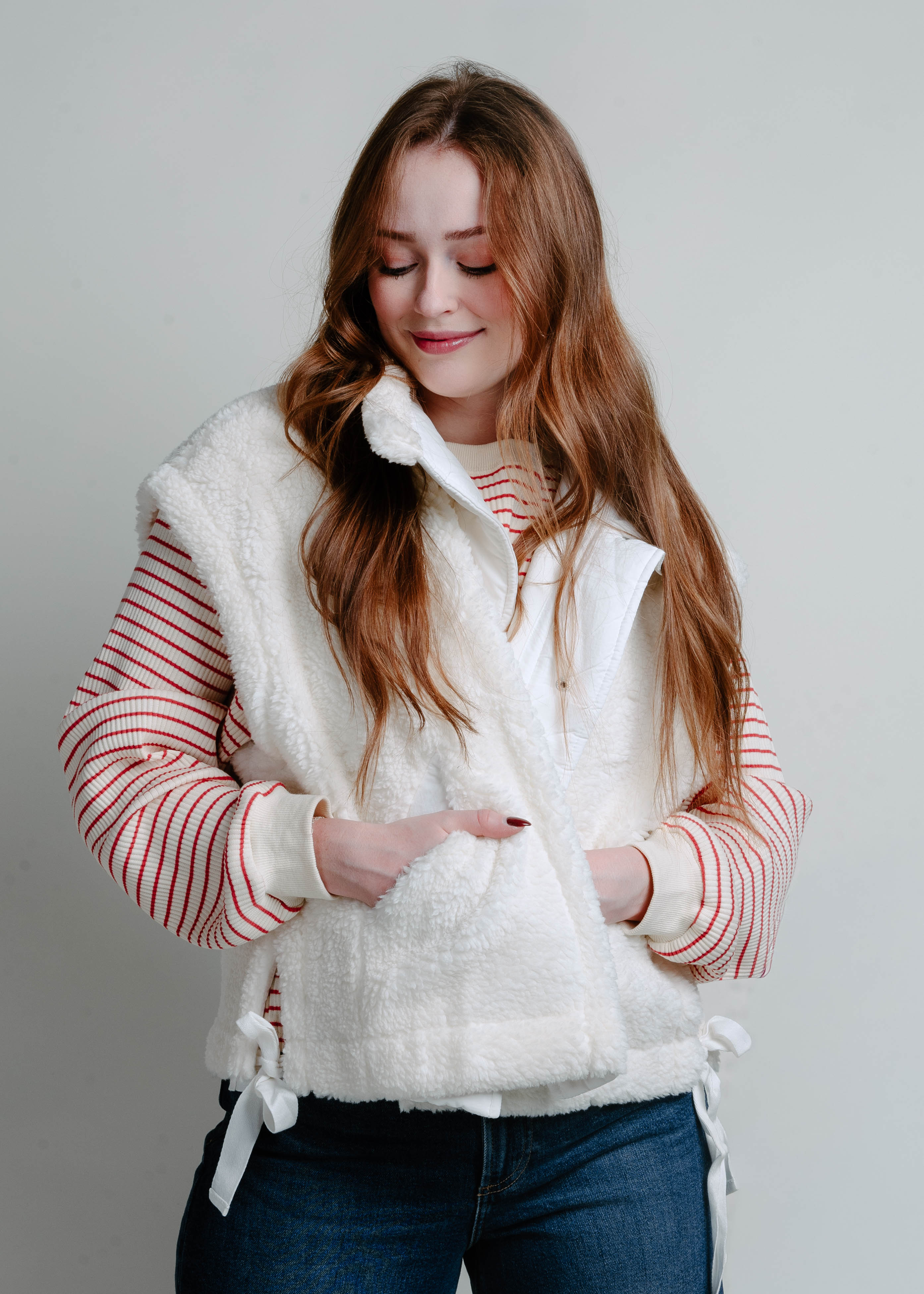 The Rosie Sherpa Vest - White
