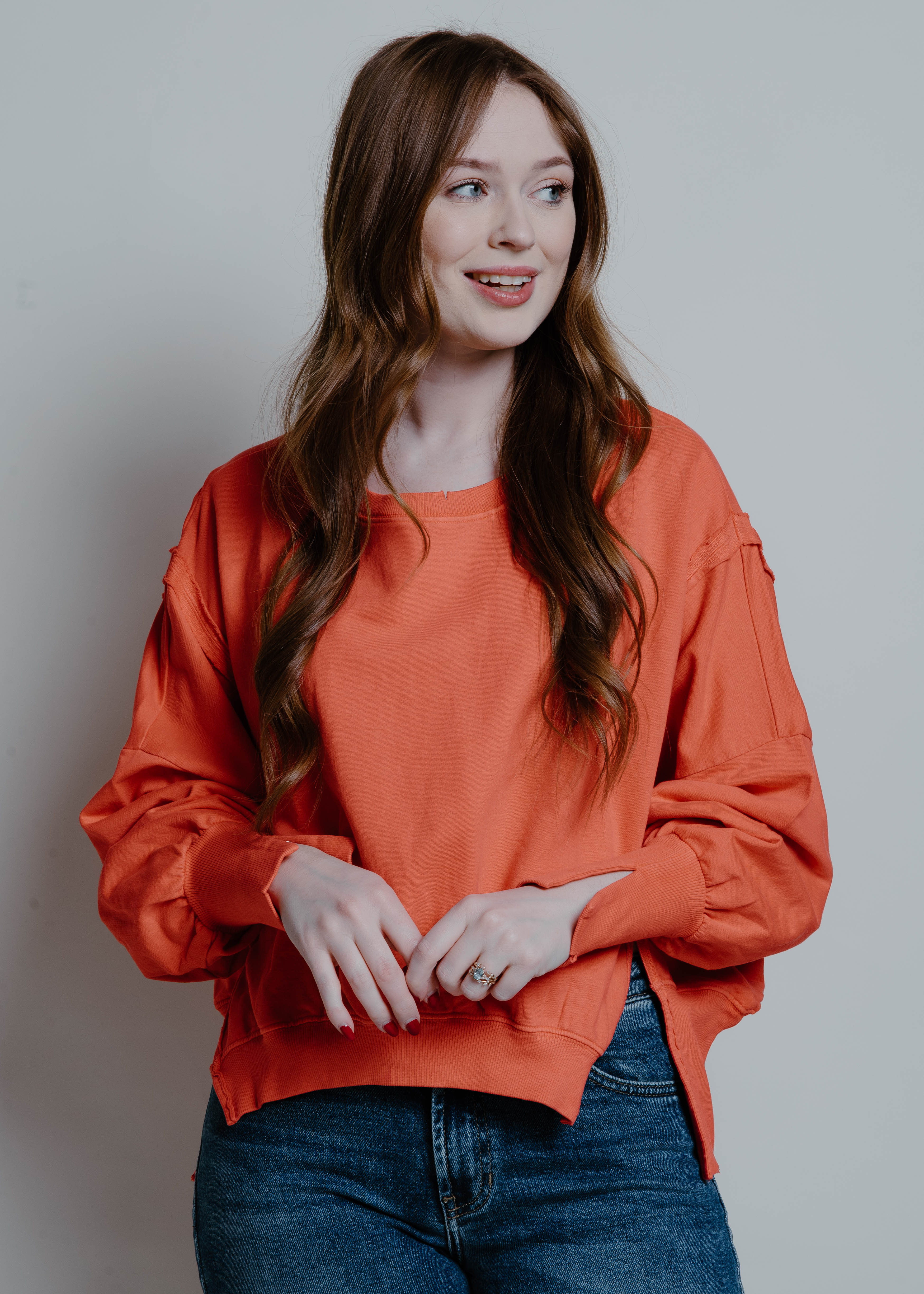 The Serena Sweatshirt - Tomato Red