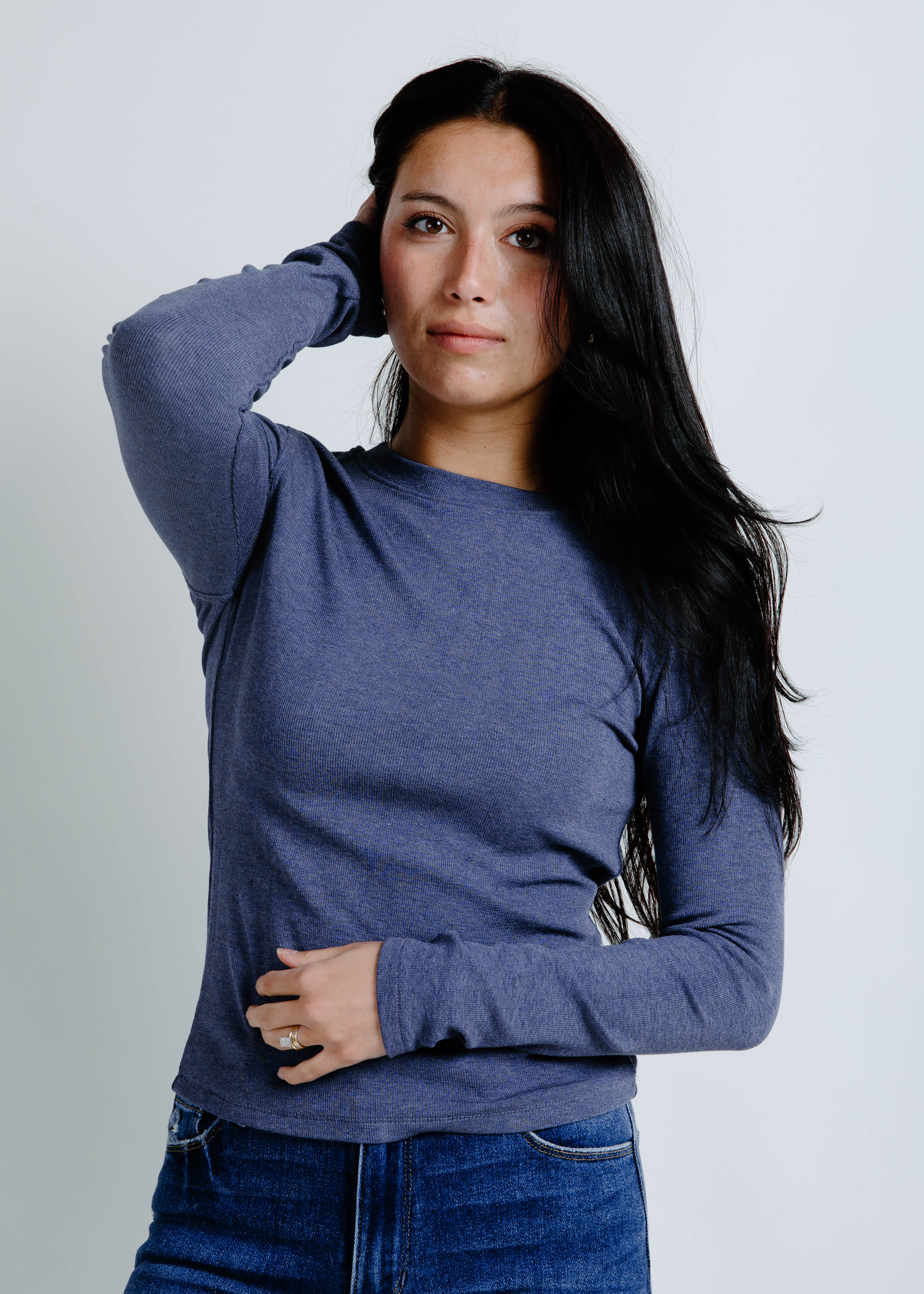 The Simple Ribbed Top - Blue