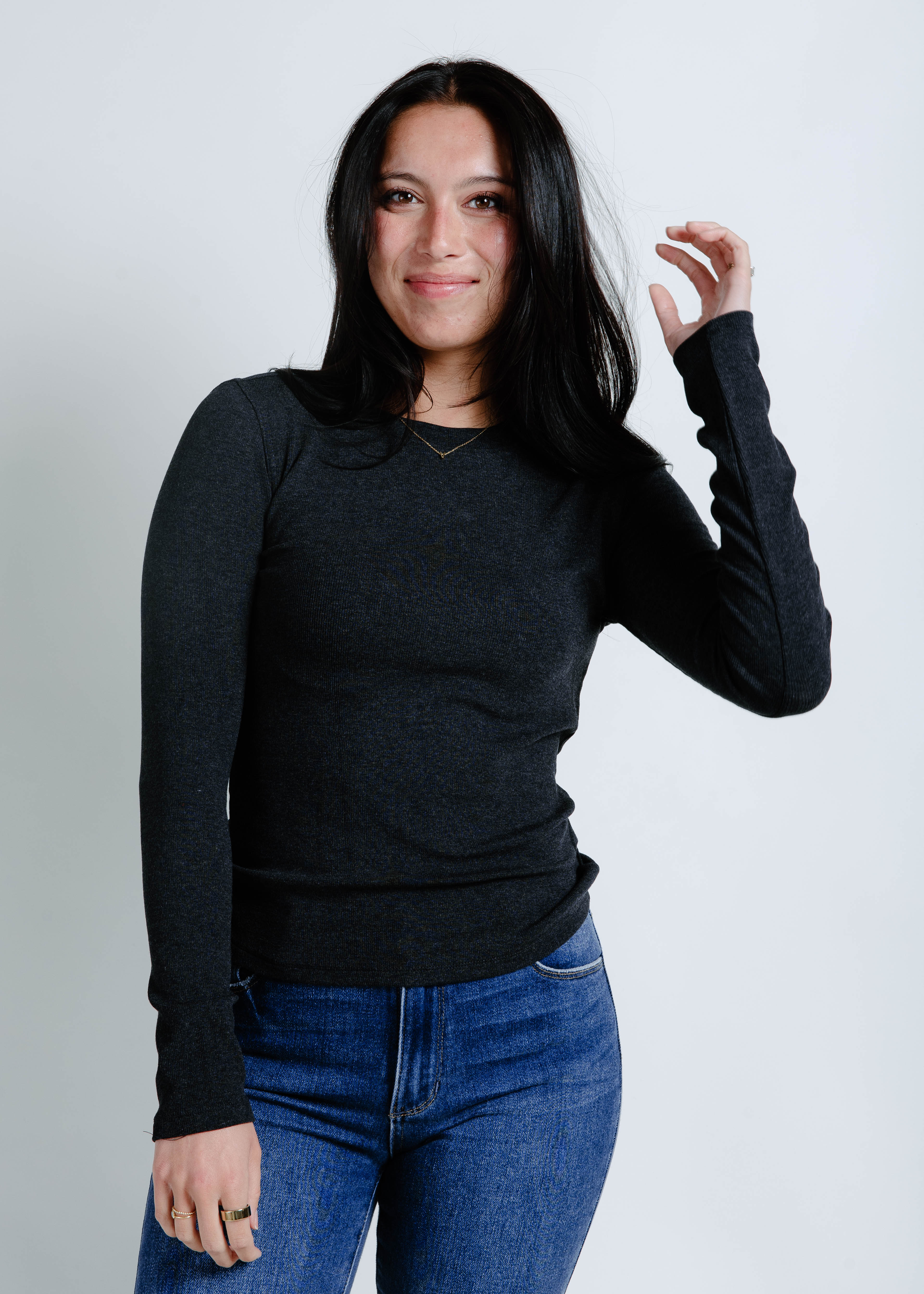 The Simple Ribbed Top - Charcoal