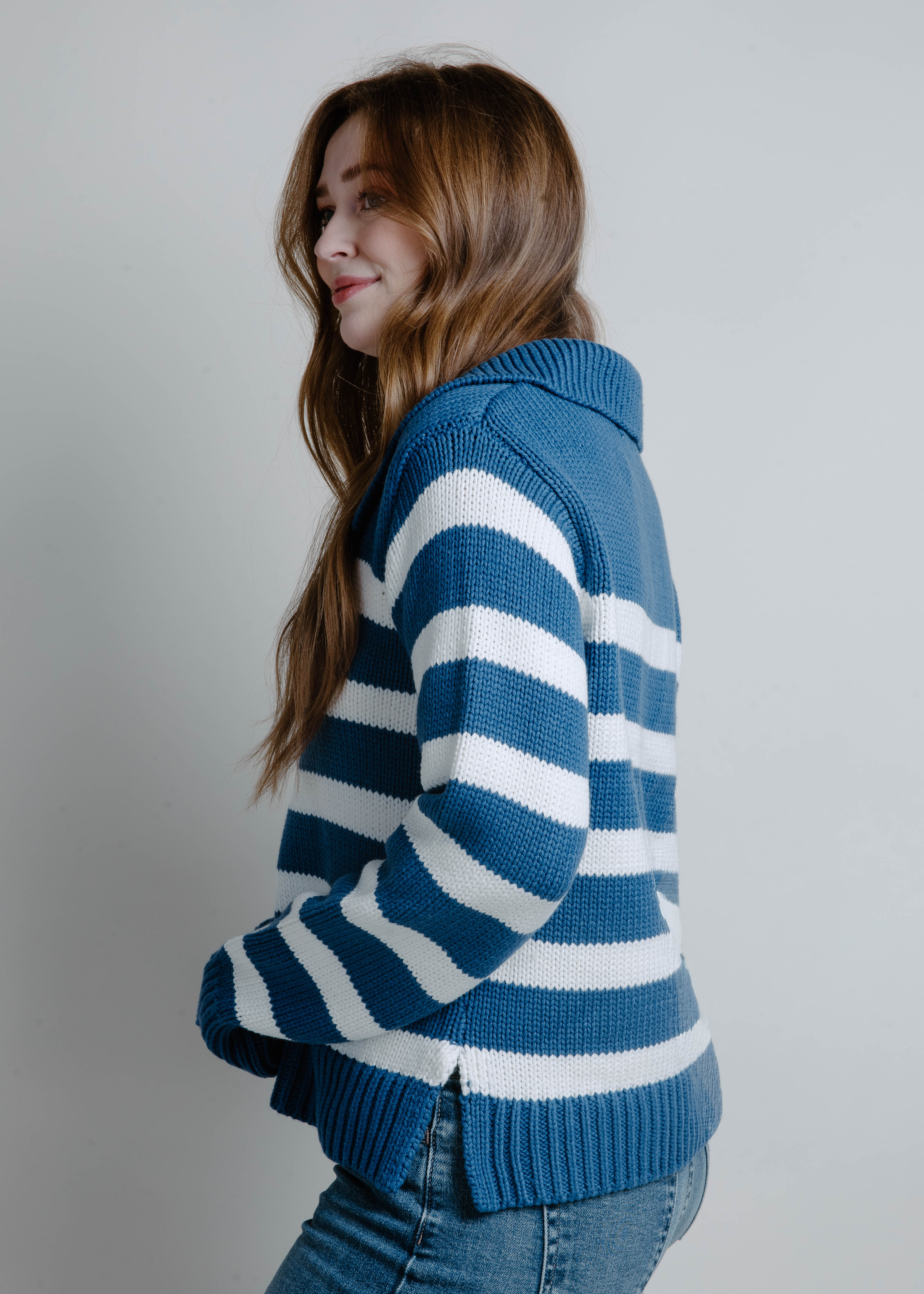 The South Marina Striped Sweater - Blue