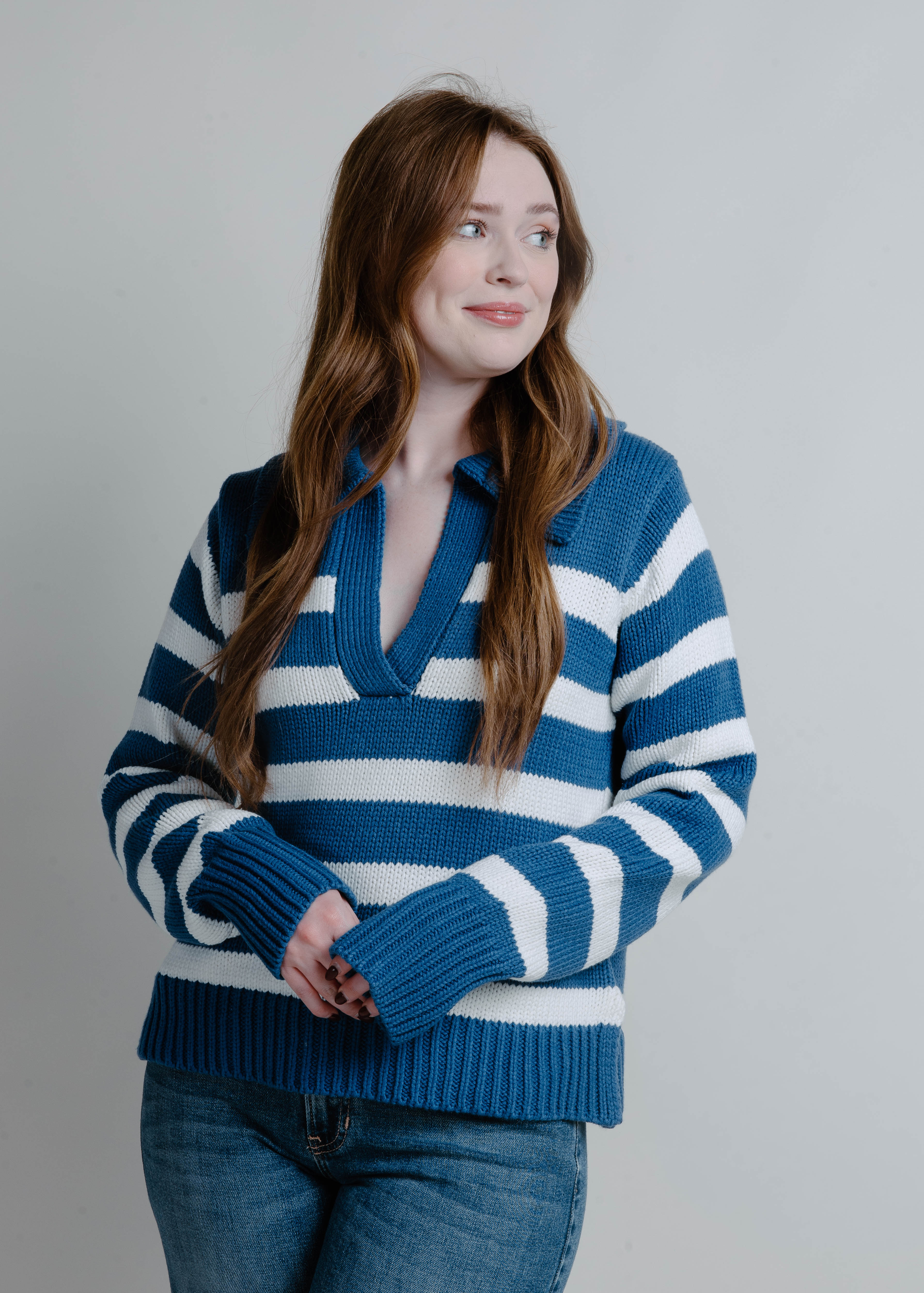 The South Marina Striped Sweater - Blue