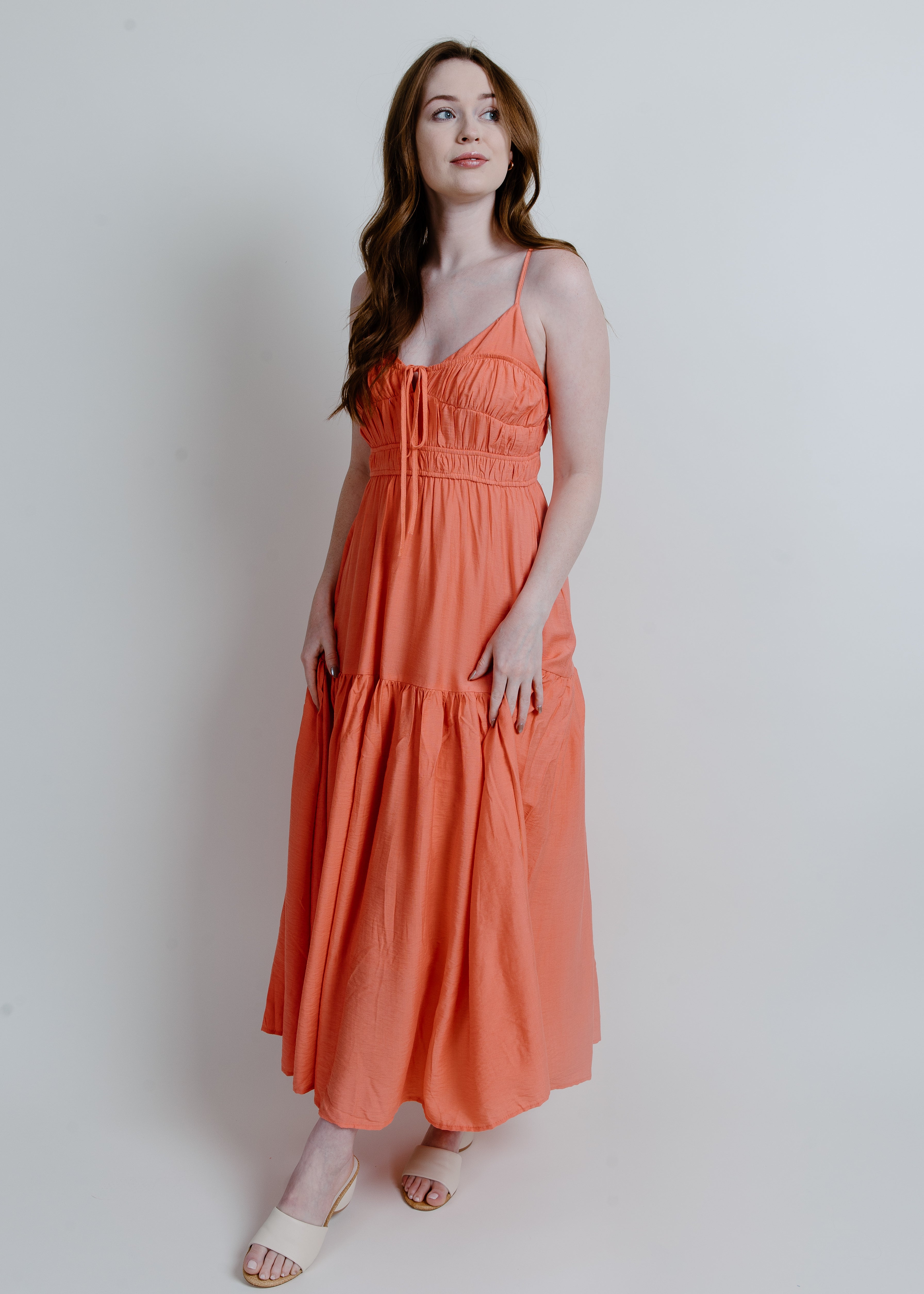 Tiana Midi Dress - Coral