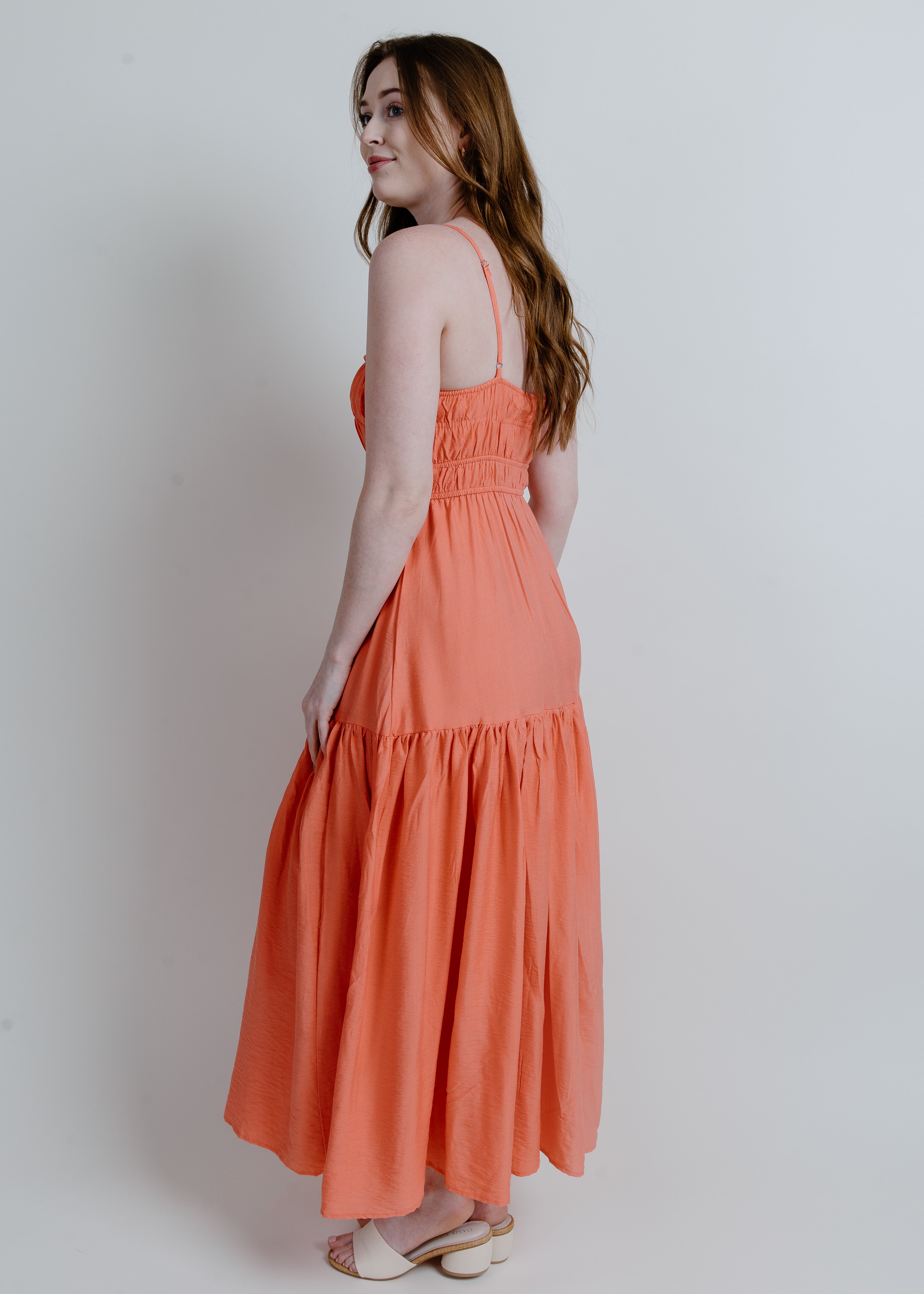 Tiana Midi Dress - Coral