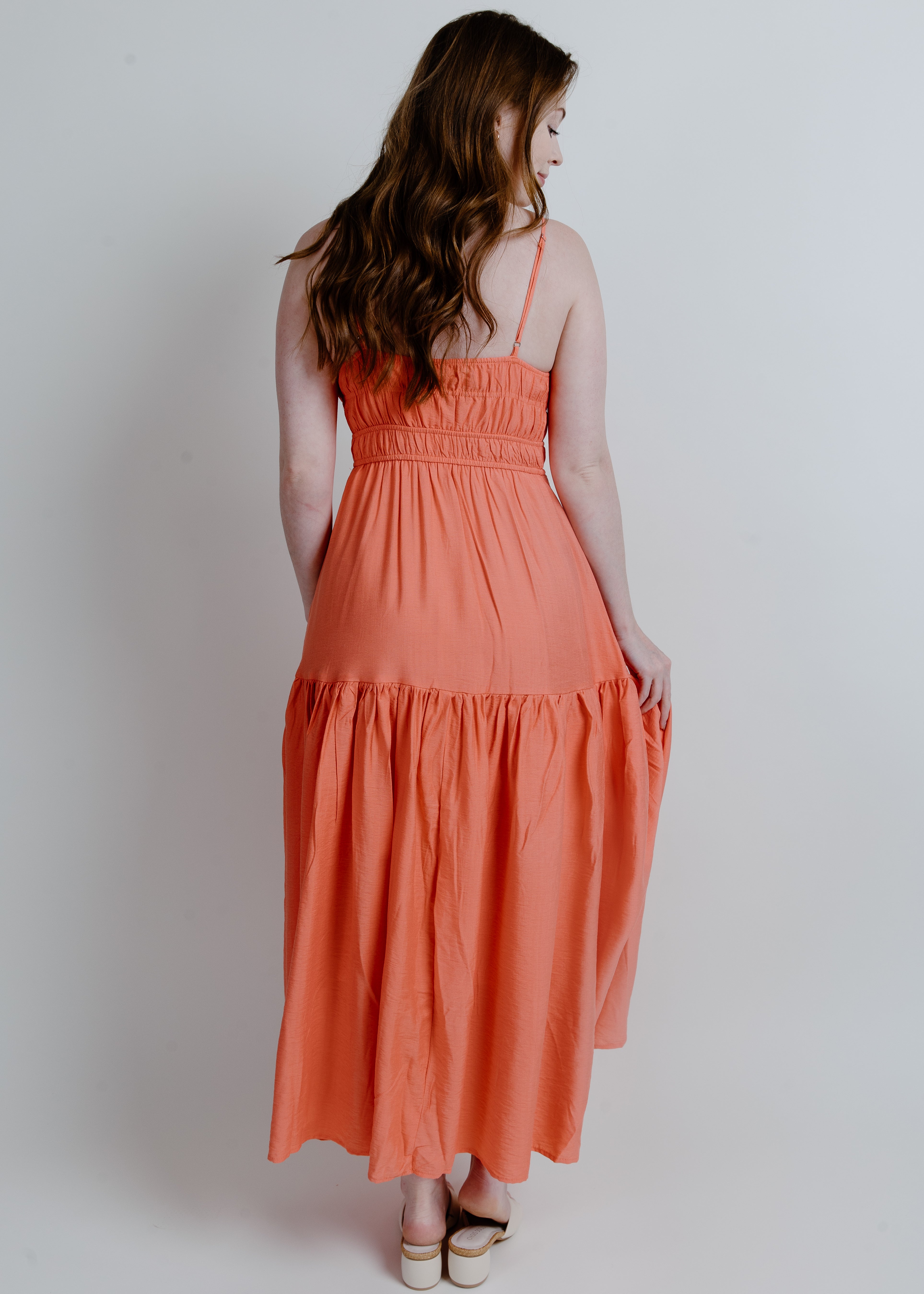 Tiana Midi Dress - Coral