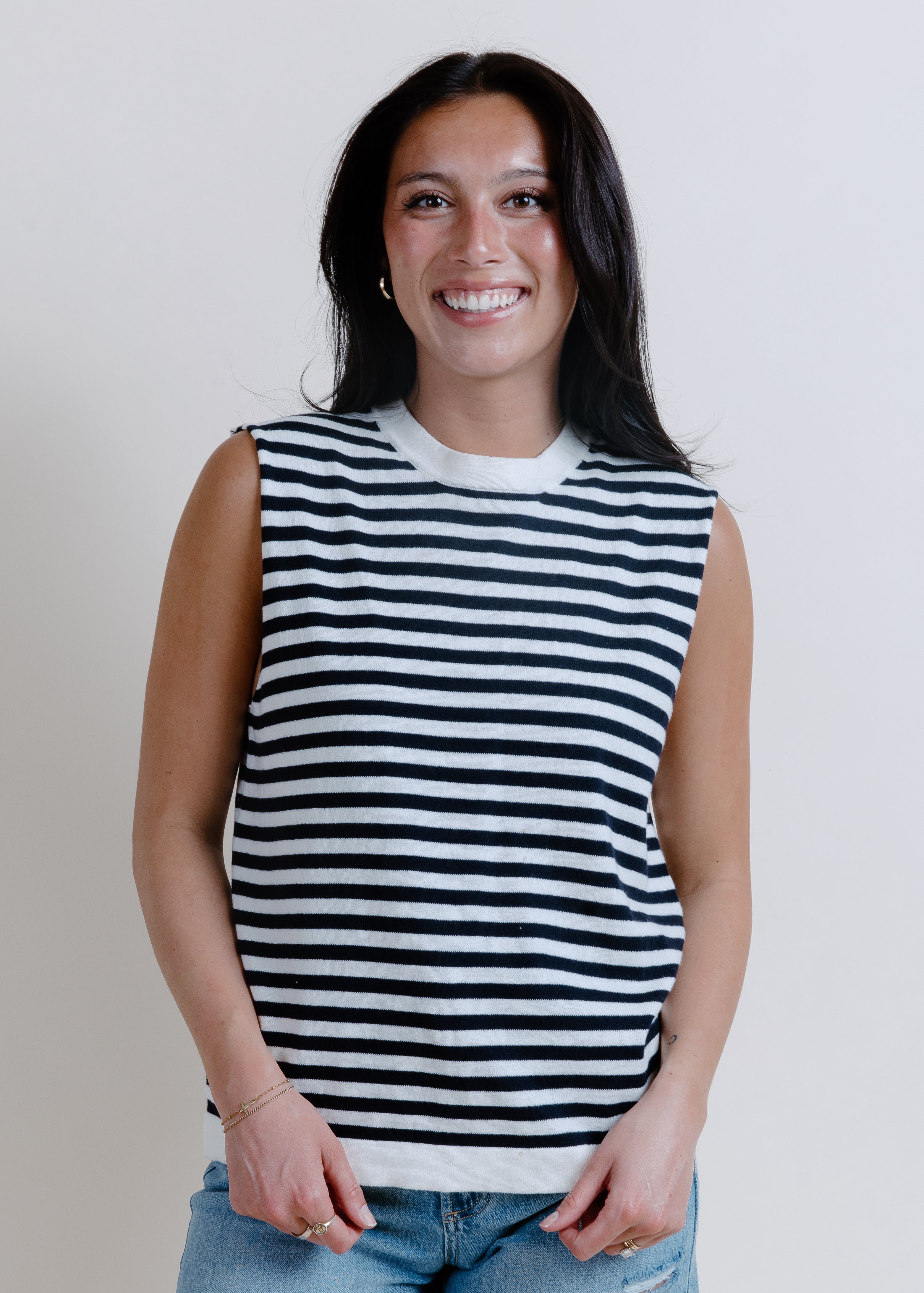 Tilly Striped Sweater - Ivory/Navy