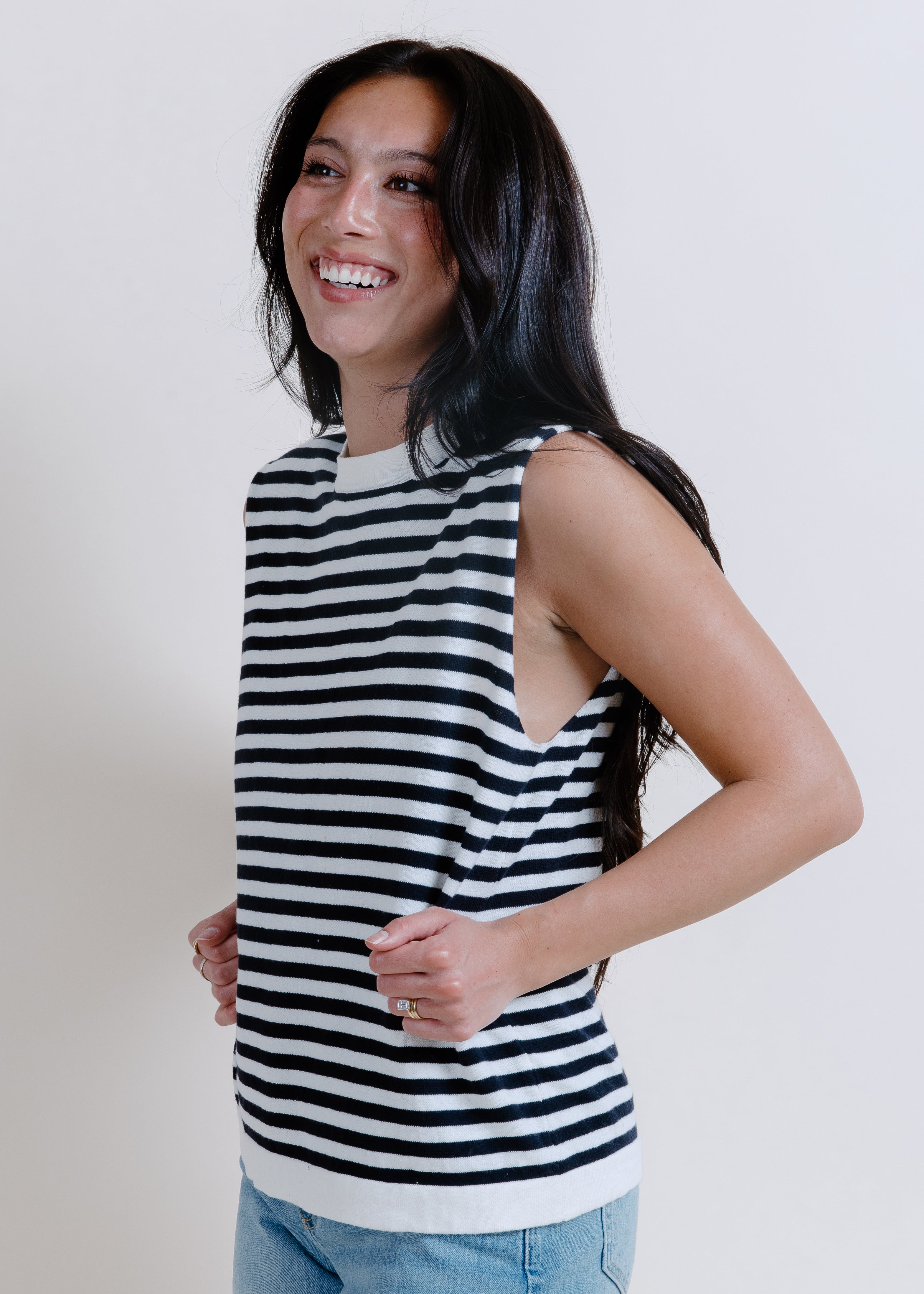 Tilly Striped Sweater - Ivory/Navy