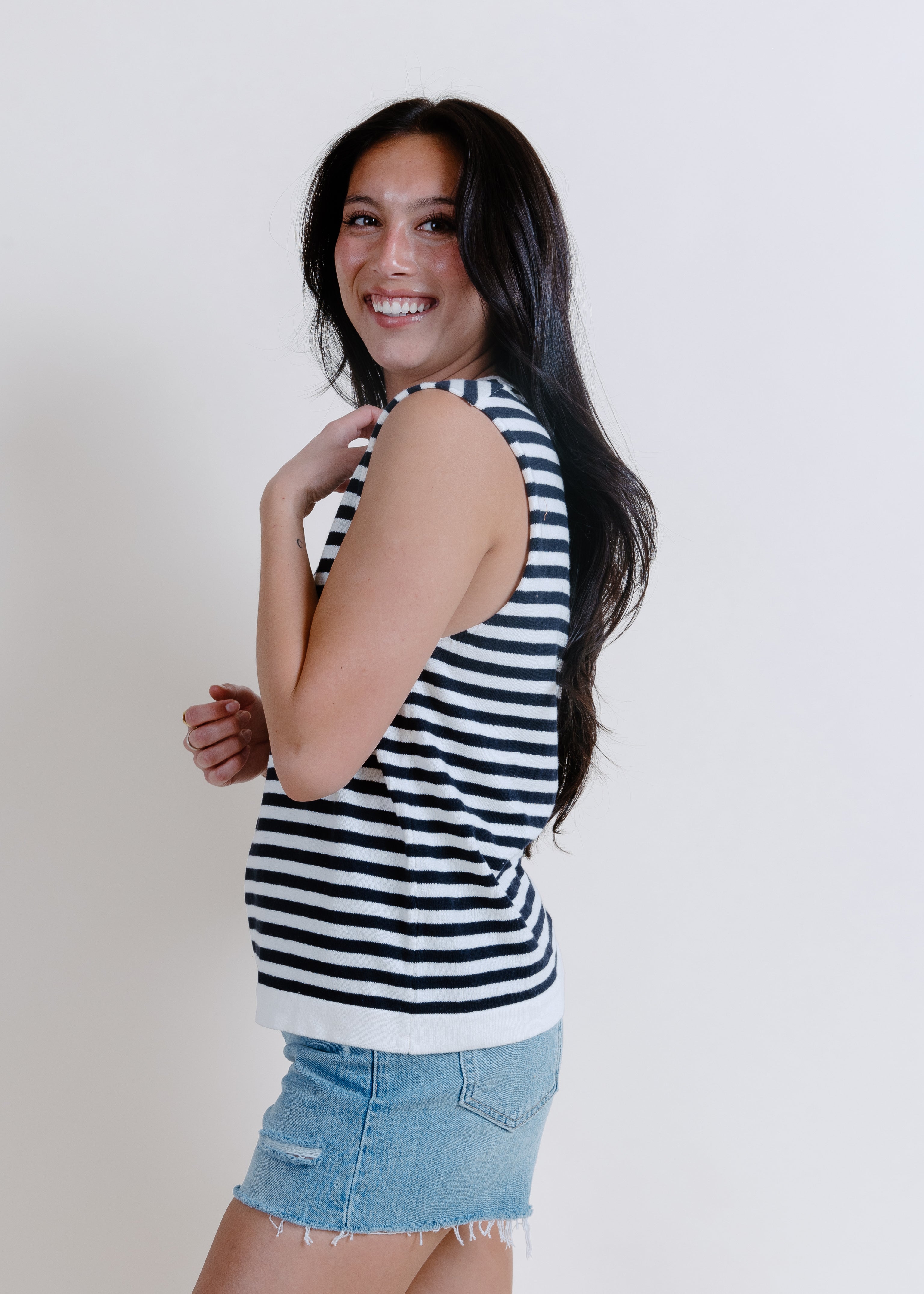 Tilly Striped Sweater - Ivory/Navy