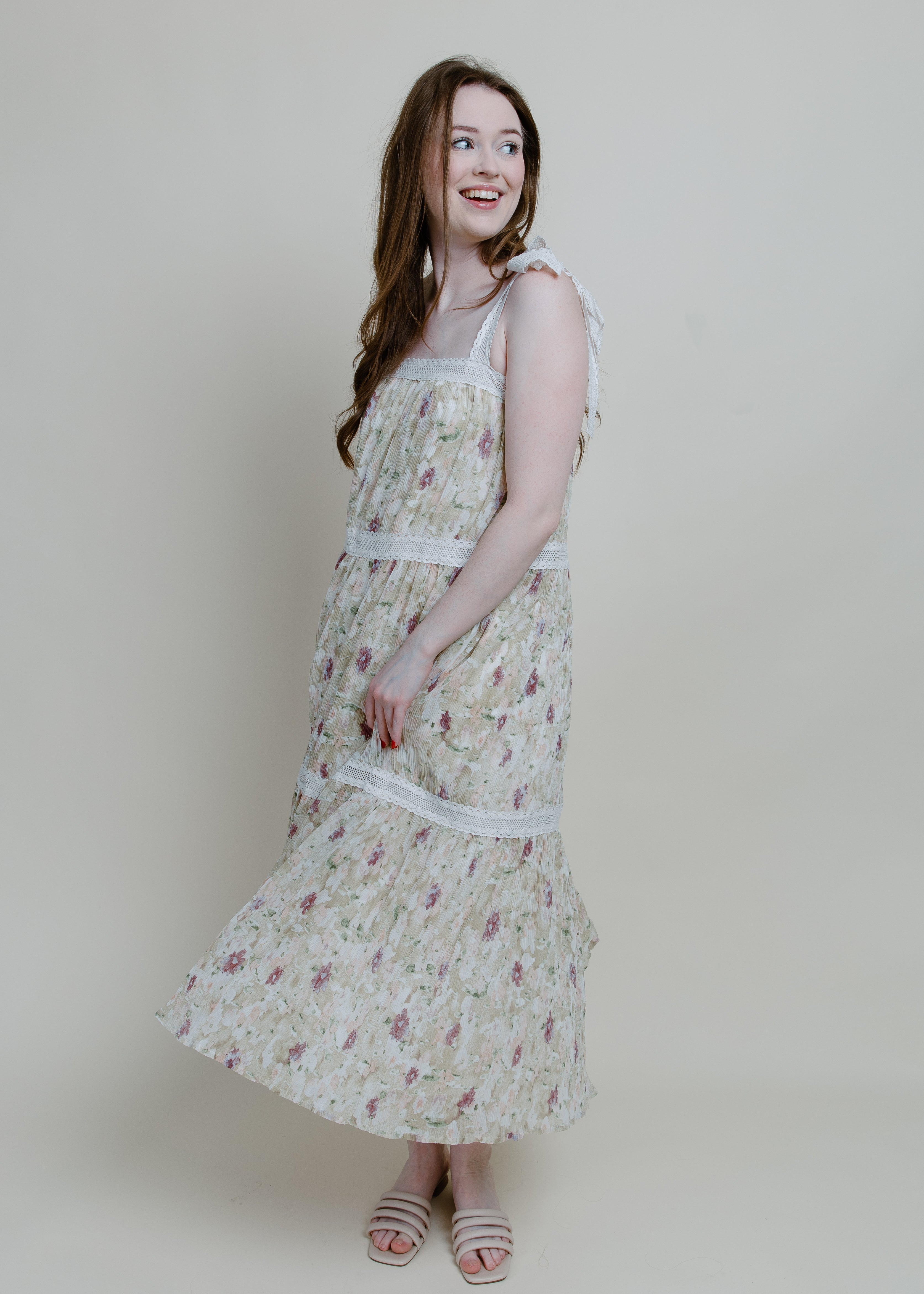 Vineyard Walk Floral Midi Dress