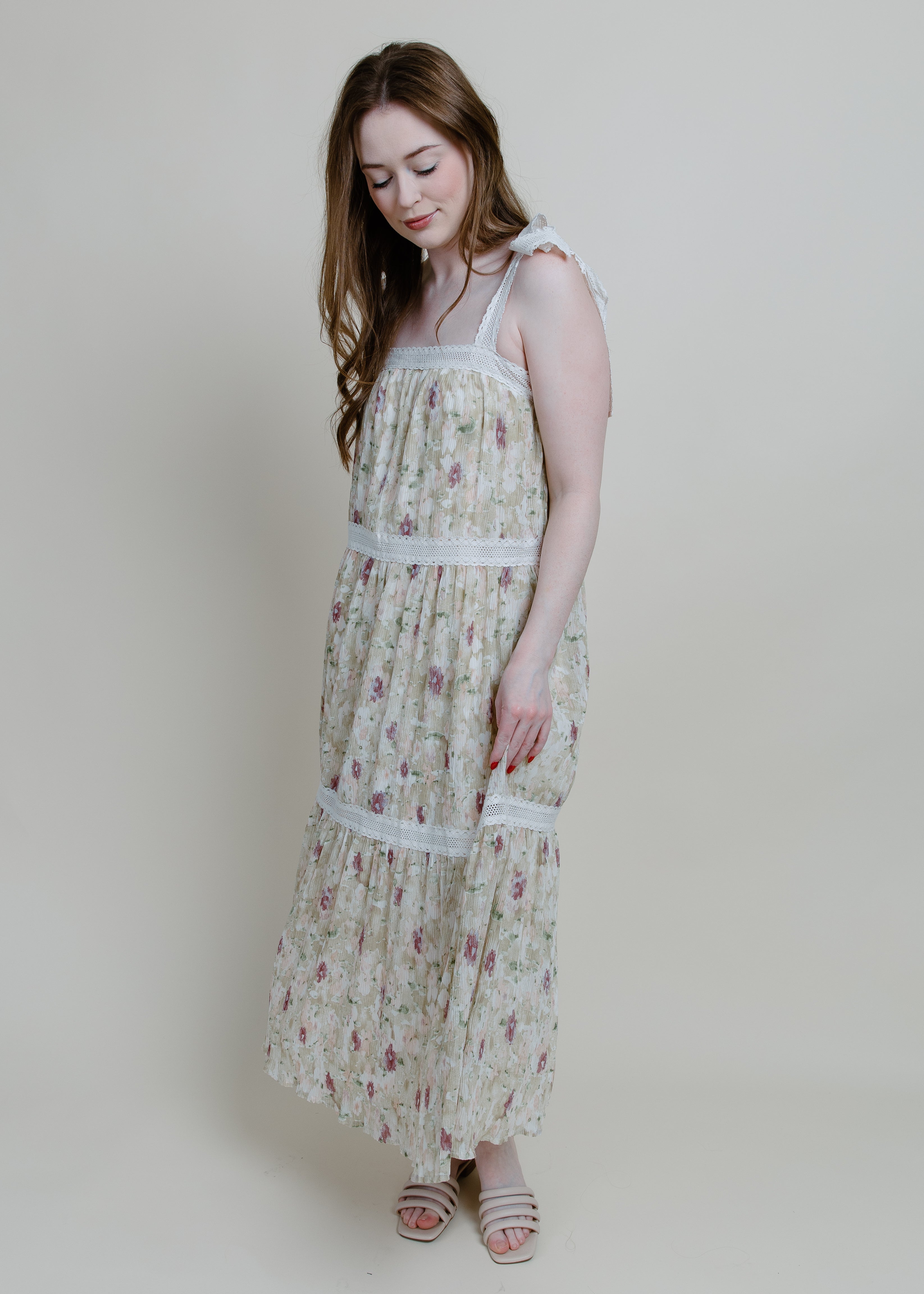 Vineyard Walk Floral Midi Dress