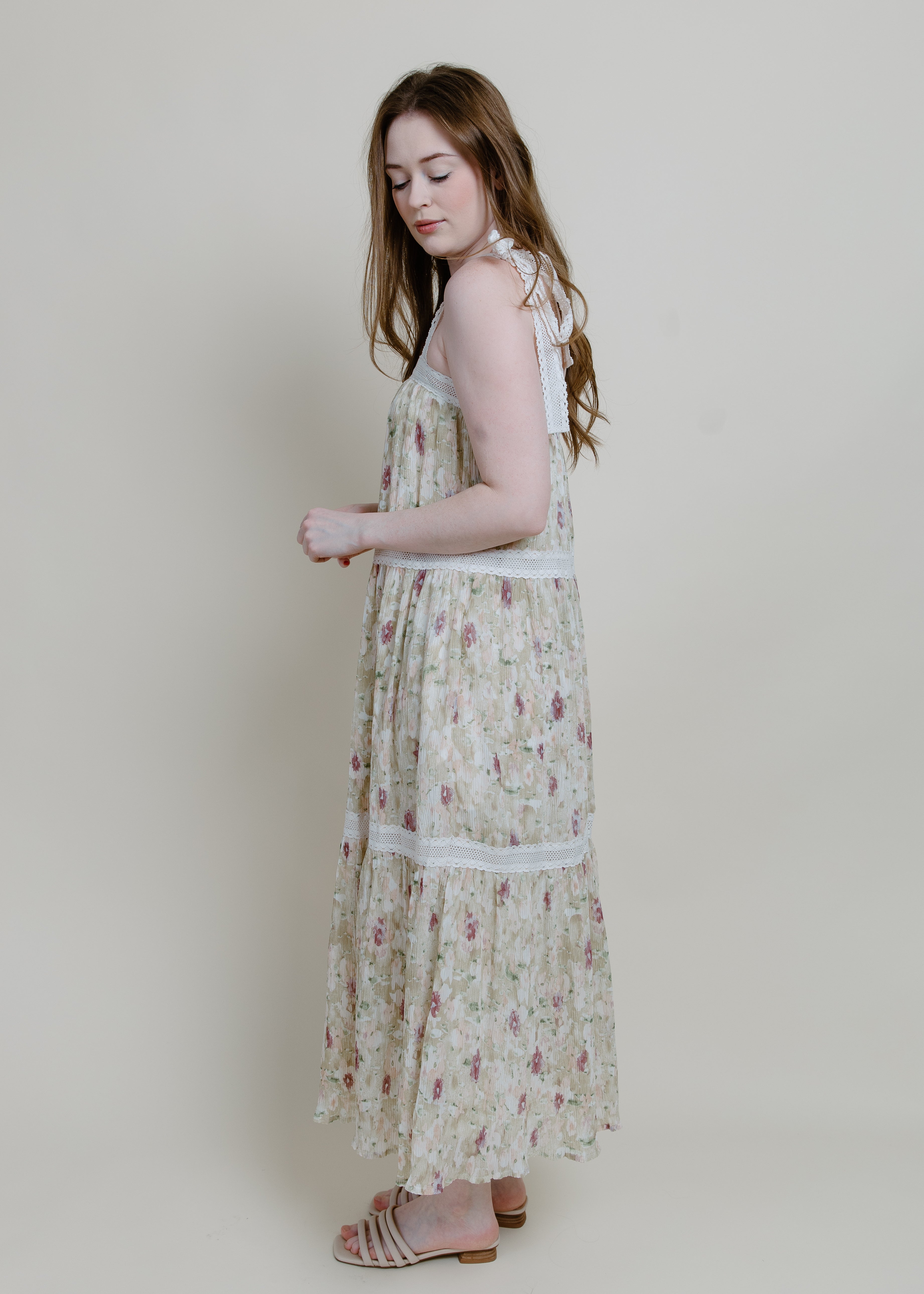 Vineyard Walk Floral Midi Dress