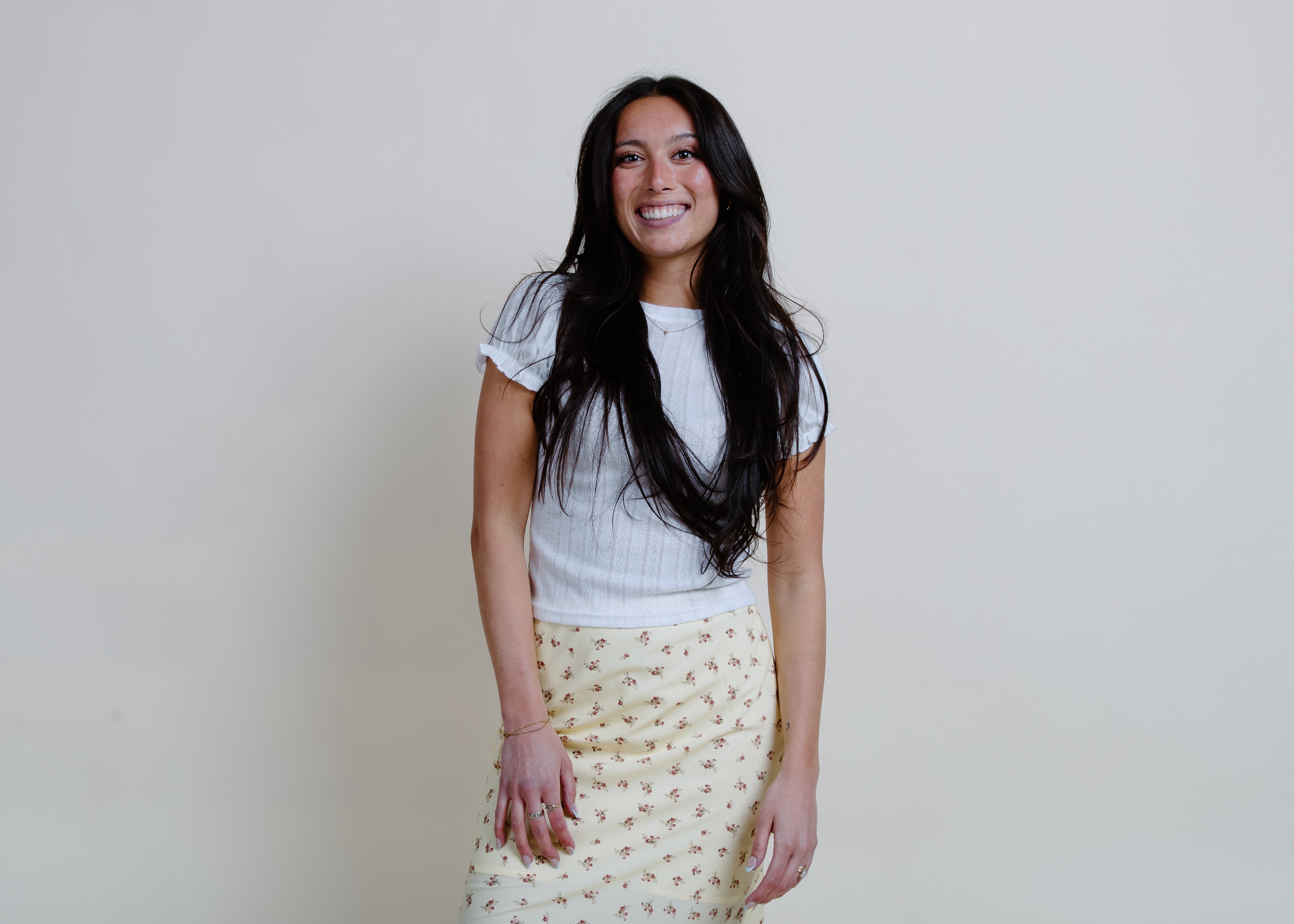 Vintage Floral Midi Skirt - Yellow