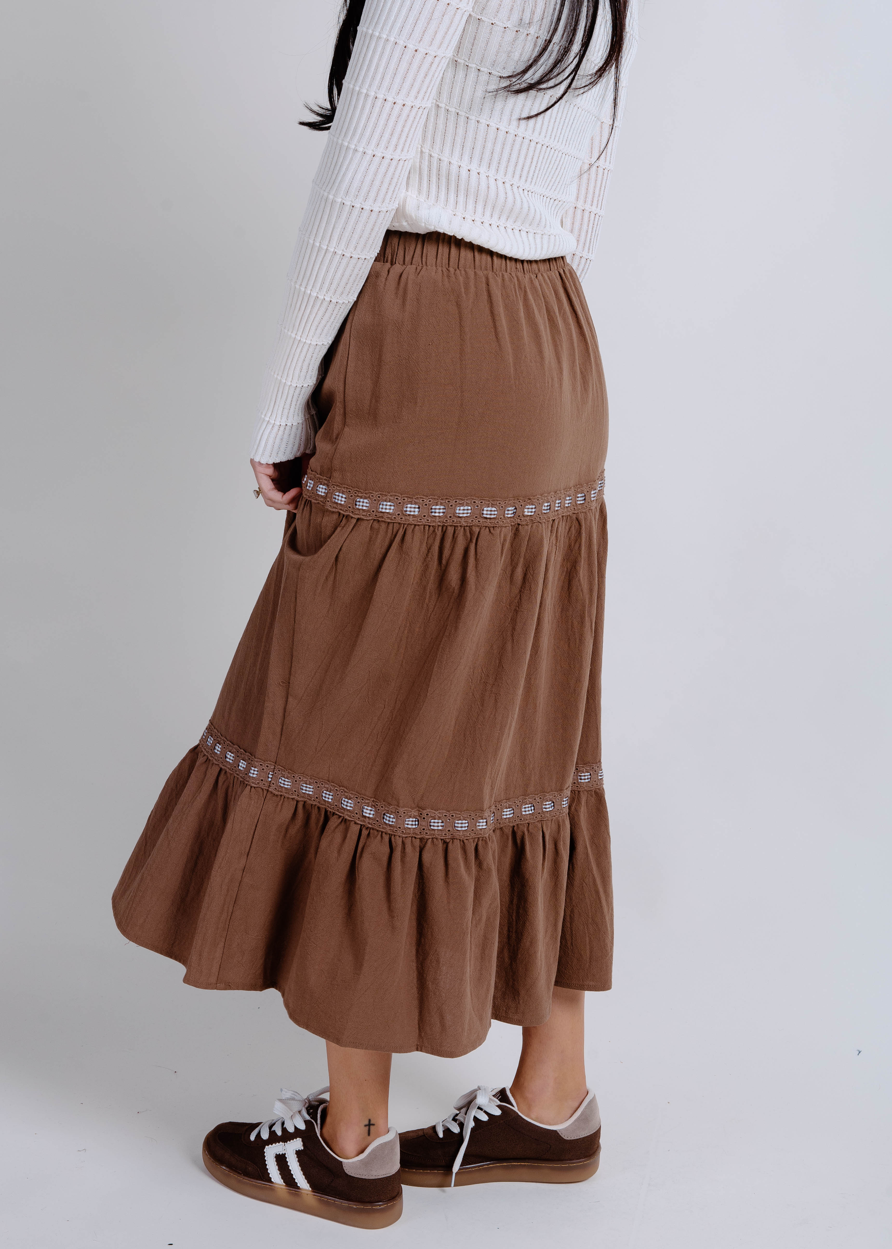 Zara Tiered Midi Skirt - Mocha