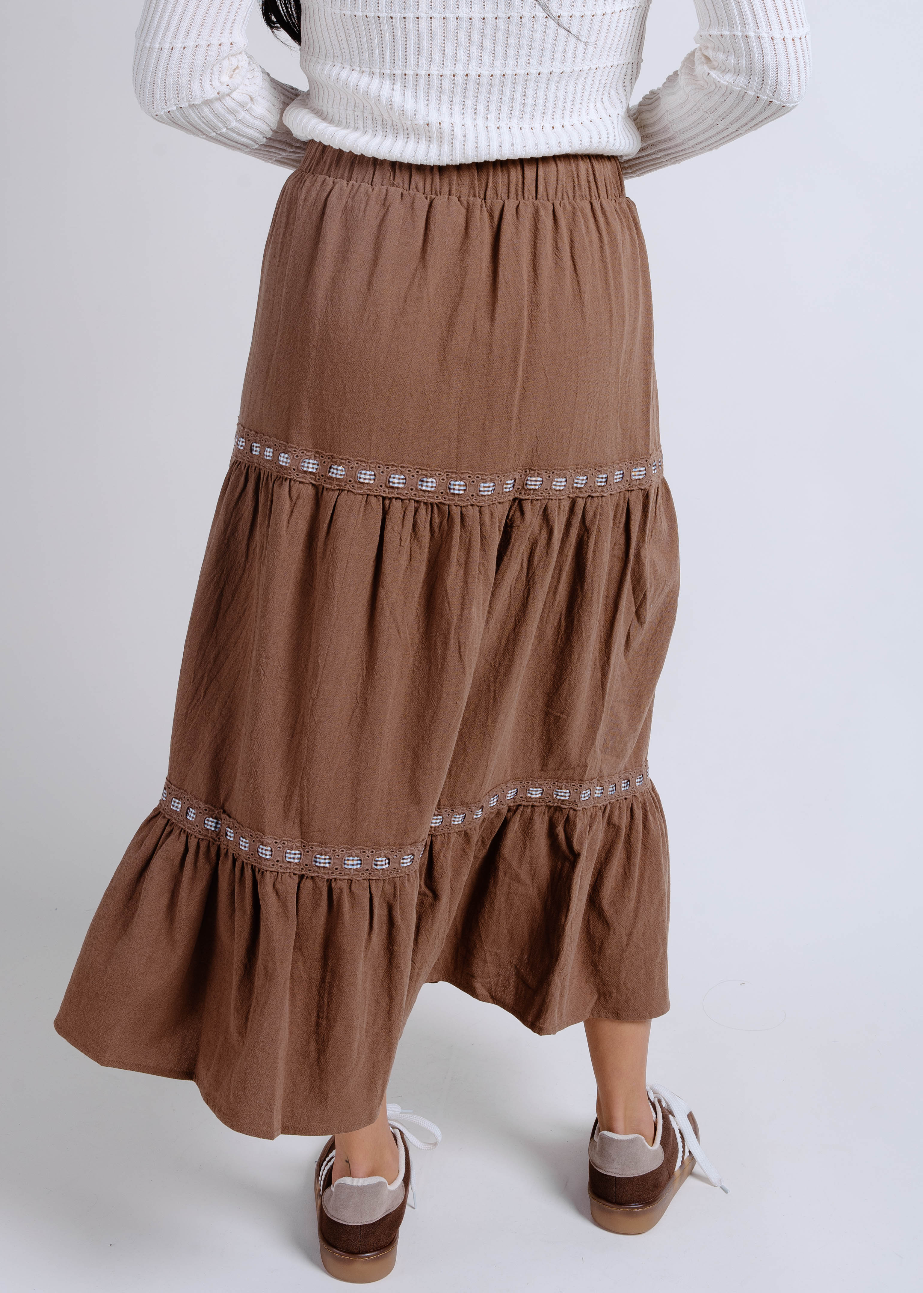 Zara Tiered Midi Skirt - Mocha