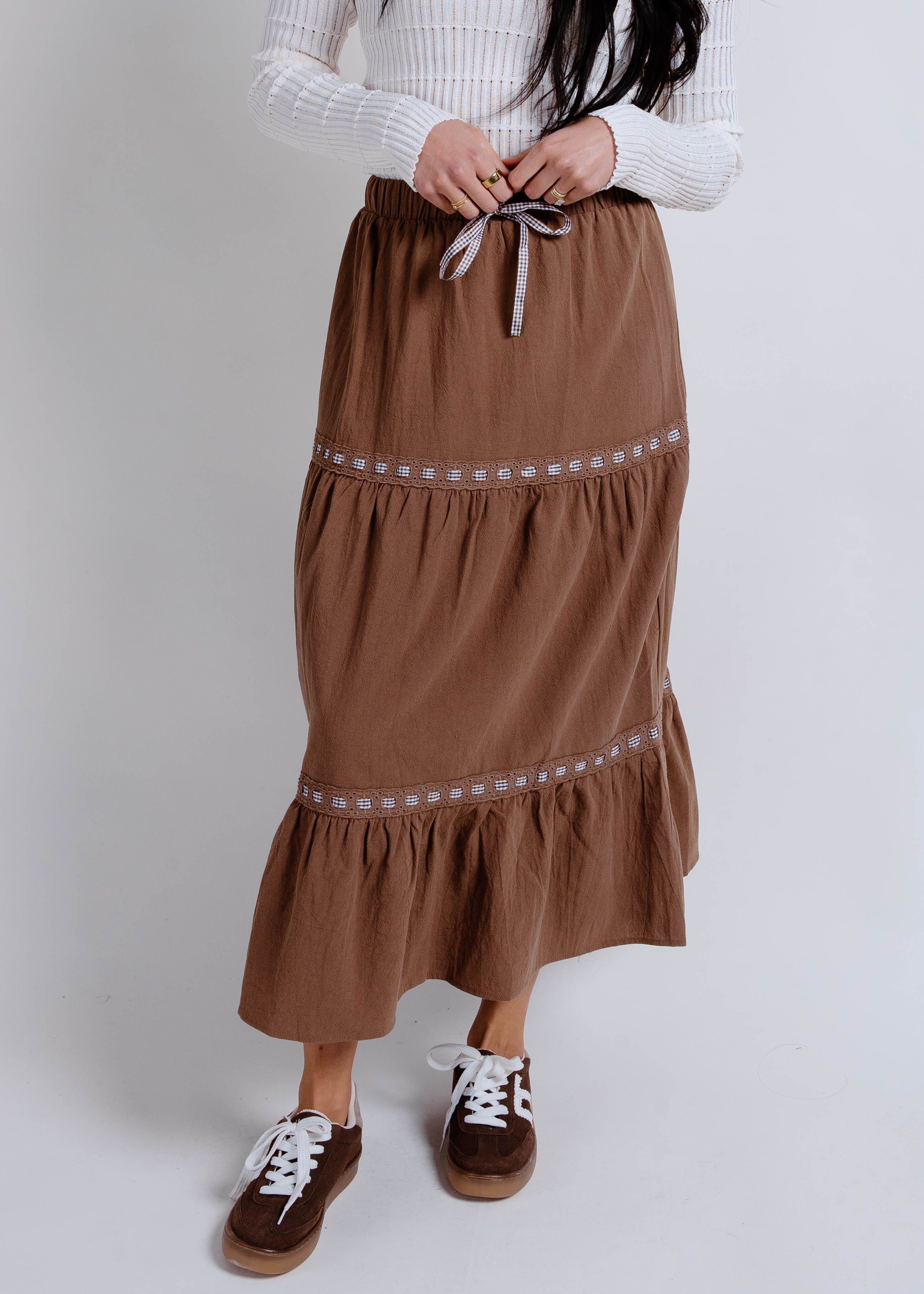Zara Tiered Midi Skirt - Mocha
