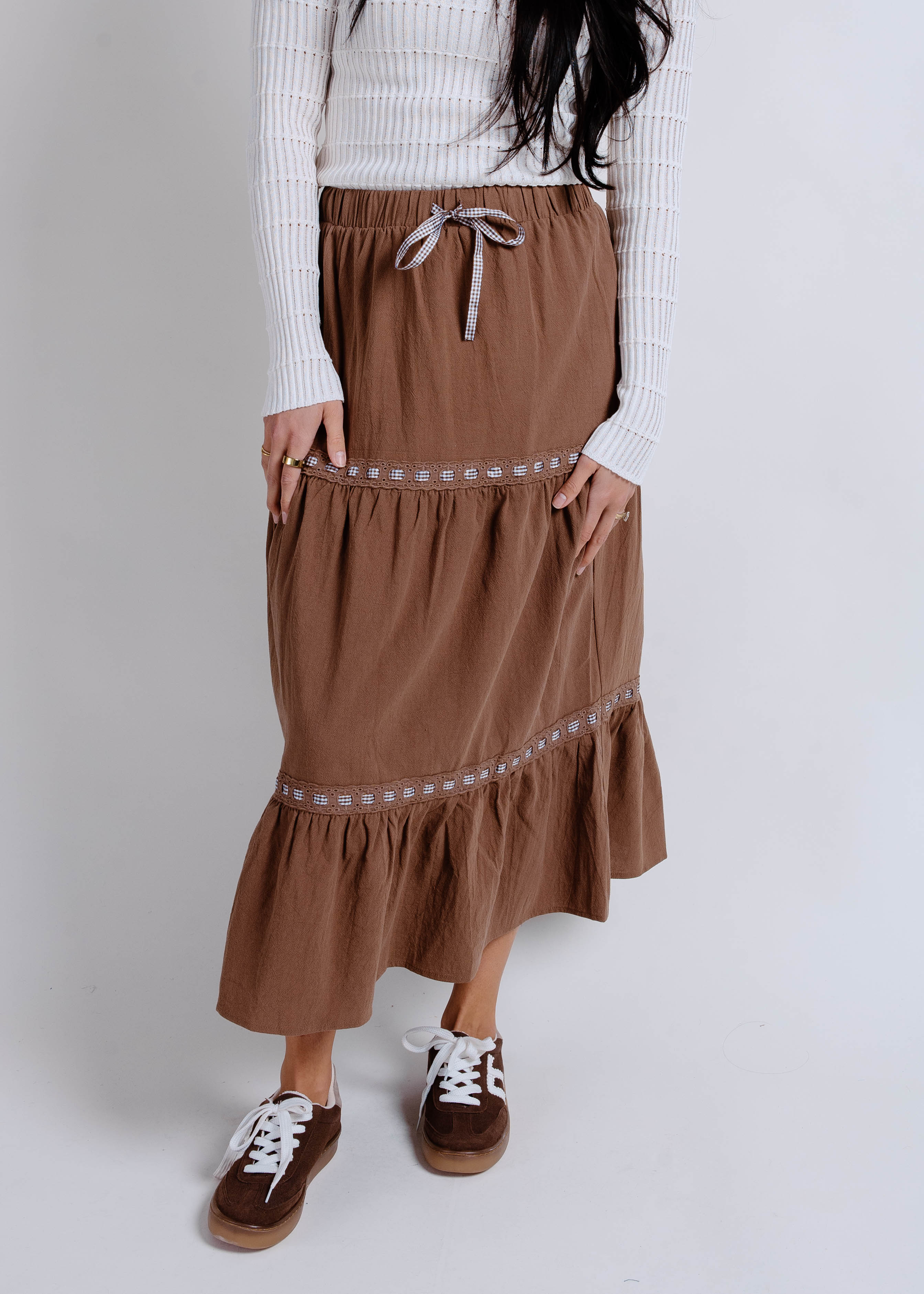 Zara Tiered Midi Skirt - Mocha