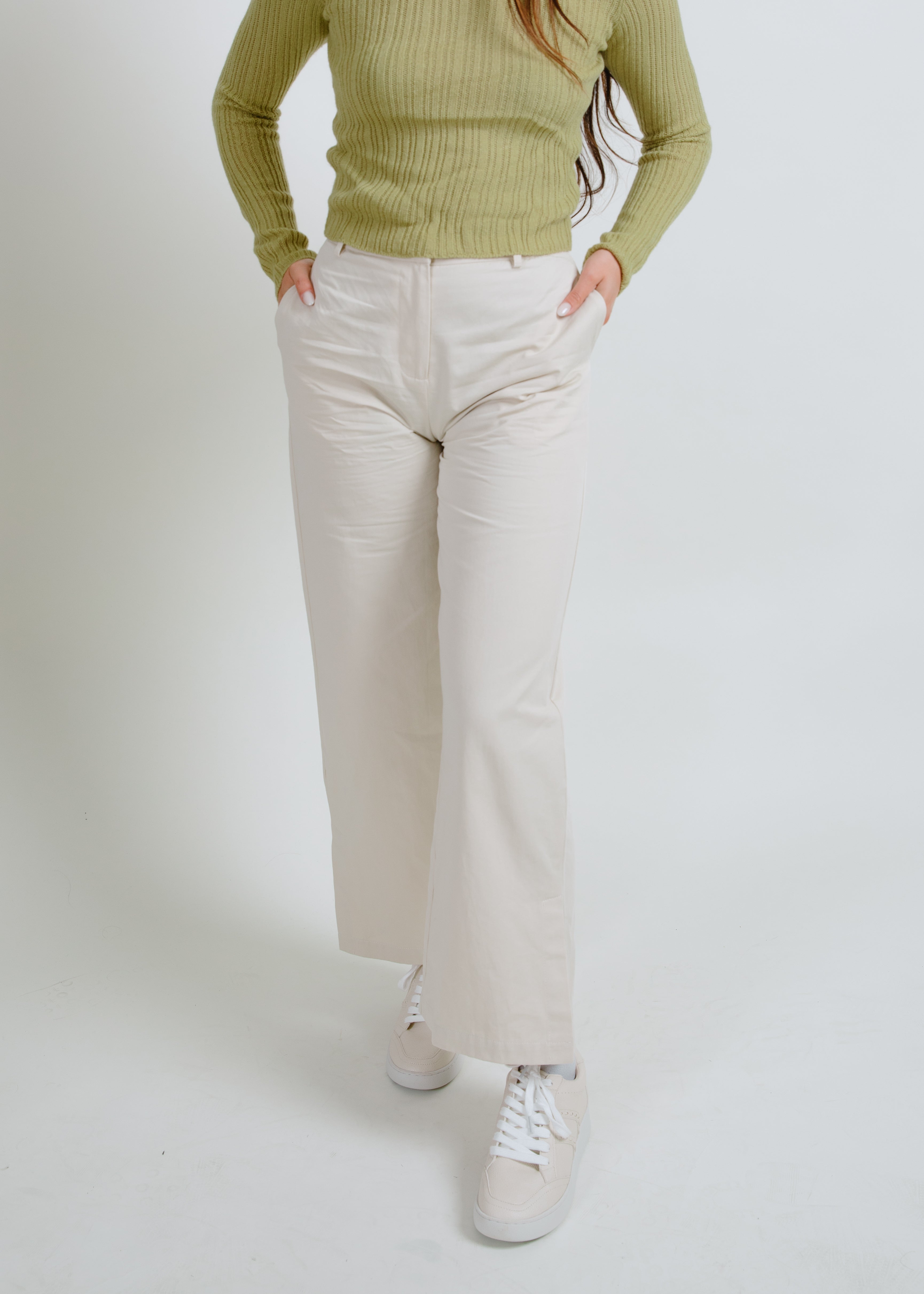 Ziggy Side Slit Pants - Cream