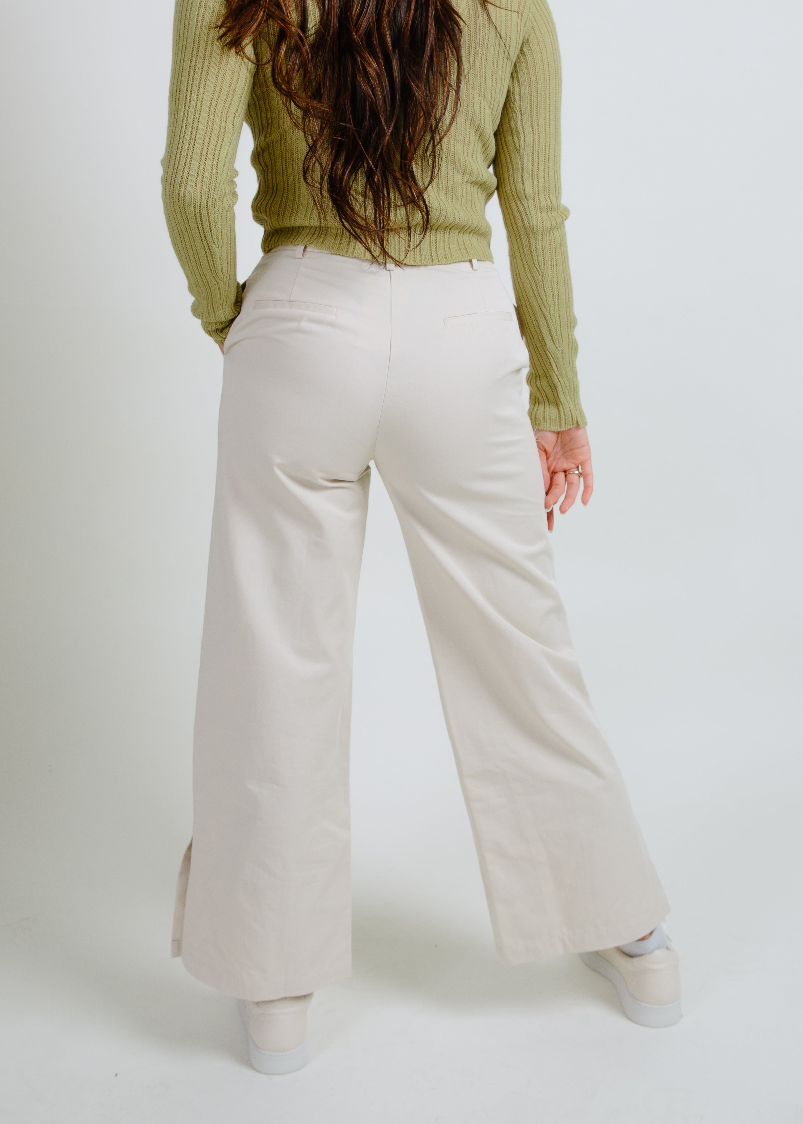 Ziggy Side Slit Pants - Cream