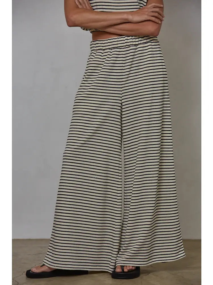 Setting Sail Striped Pants - Cream Black