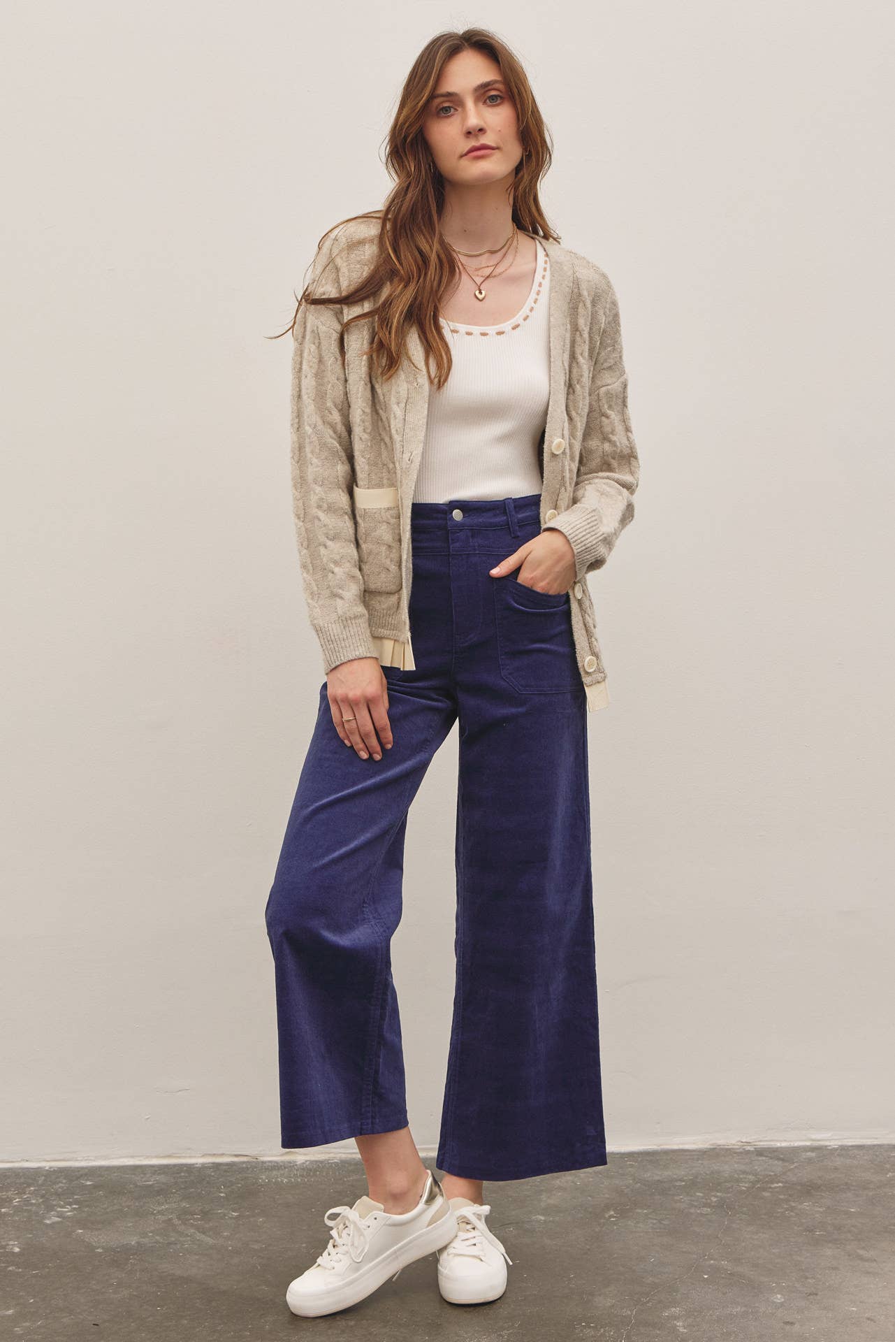 Rory Wide Leg Corduroy Pants - Mocha