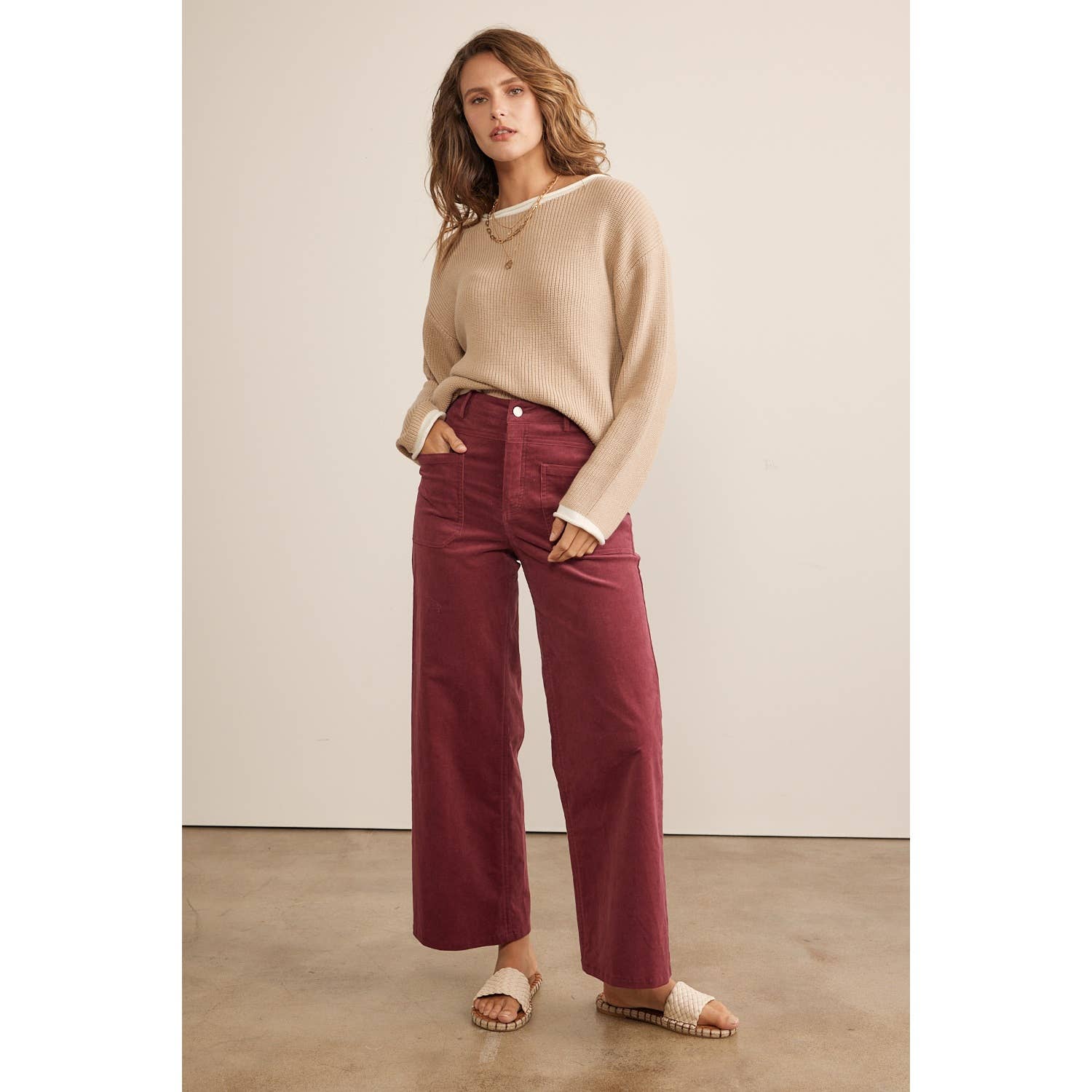 Rory Wide Leg Corduroy Pants - Mocha