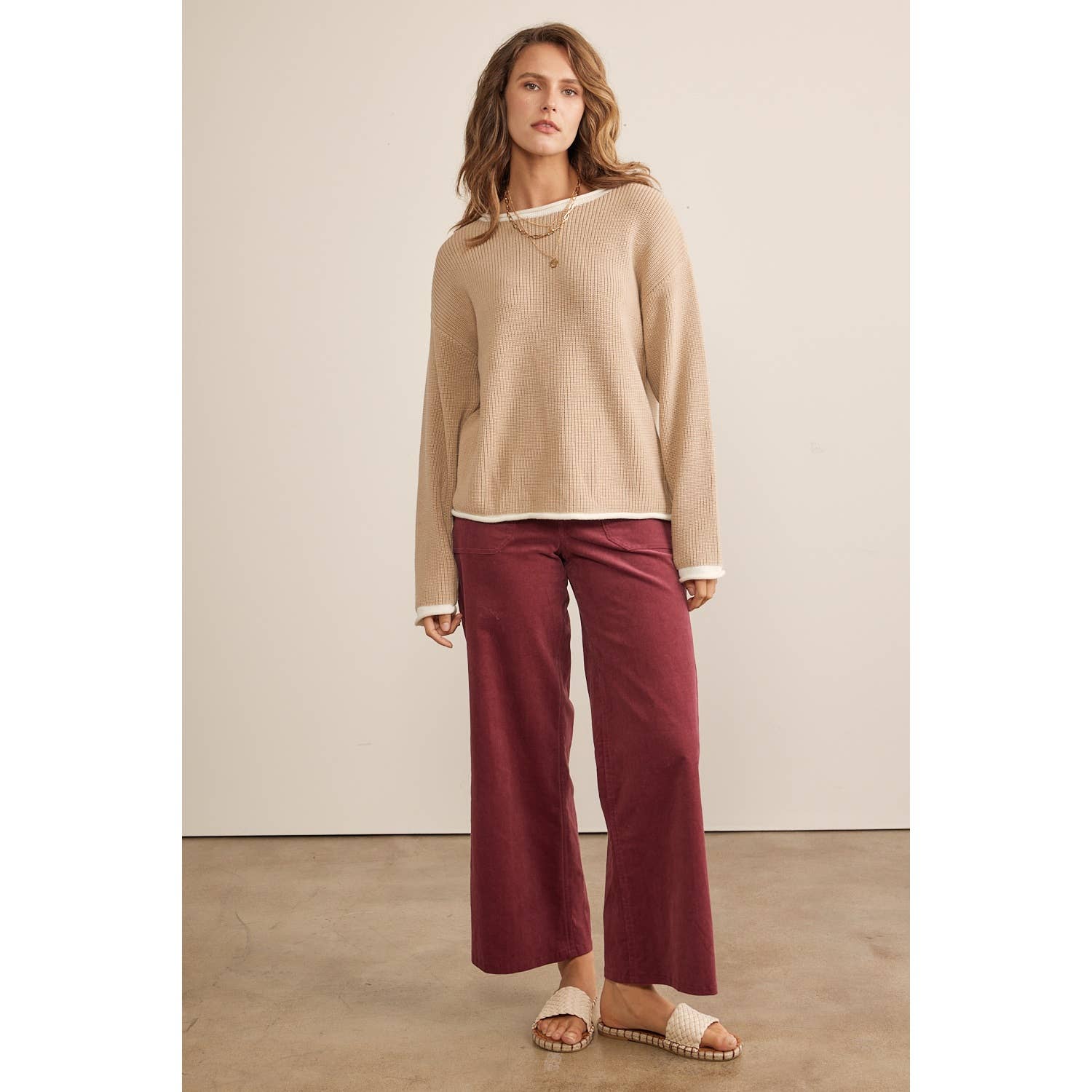 Rory Wide Leg Corduroy Pants - Mocha