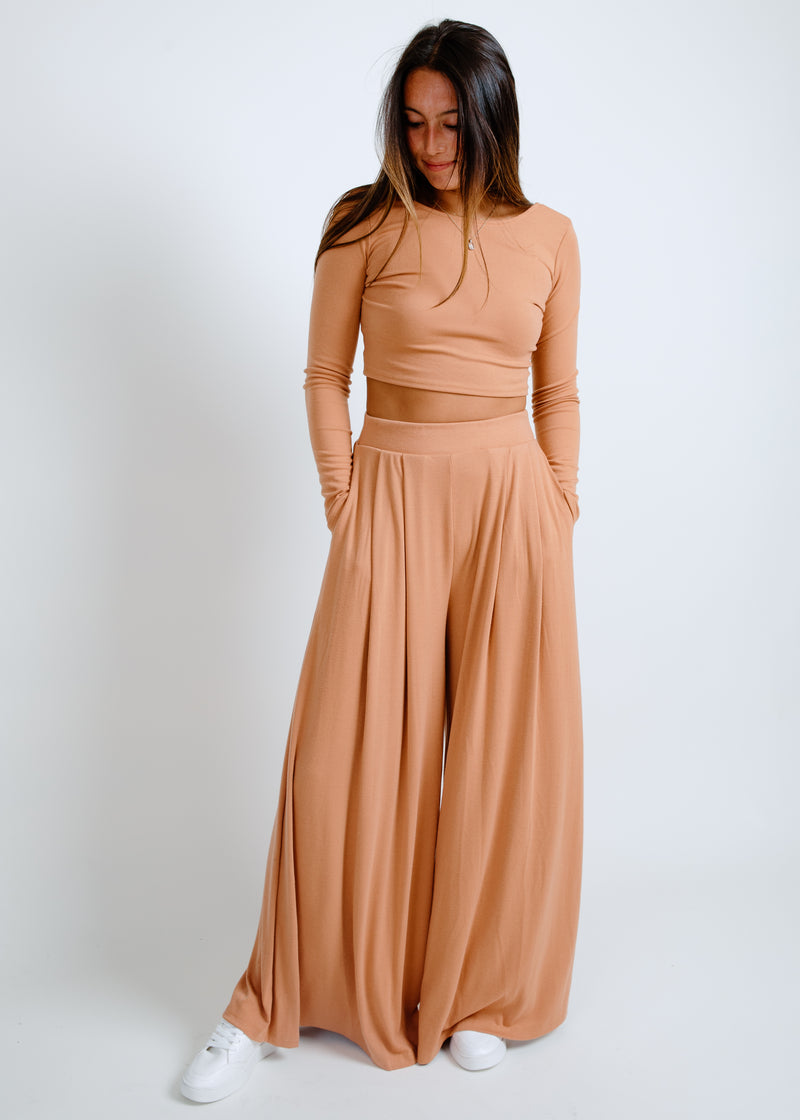 Emmaline Camel Wide Leg Pant