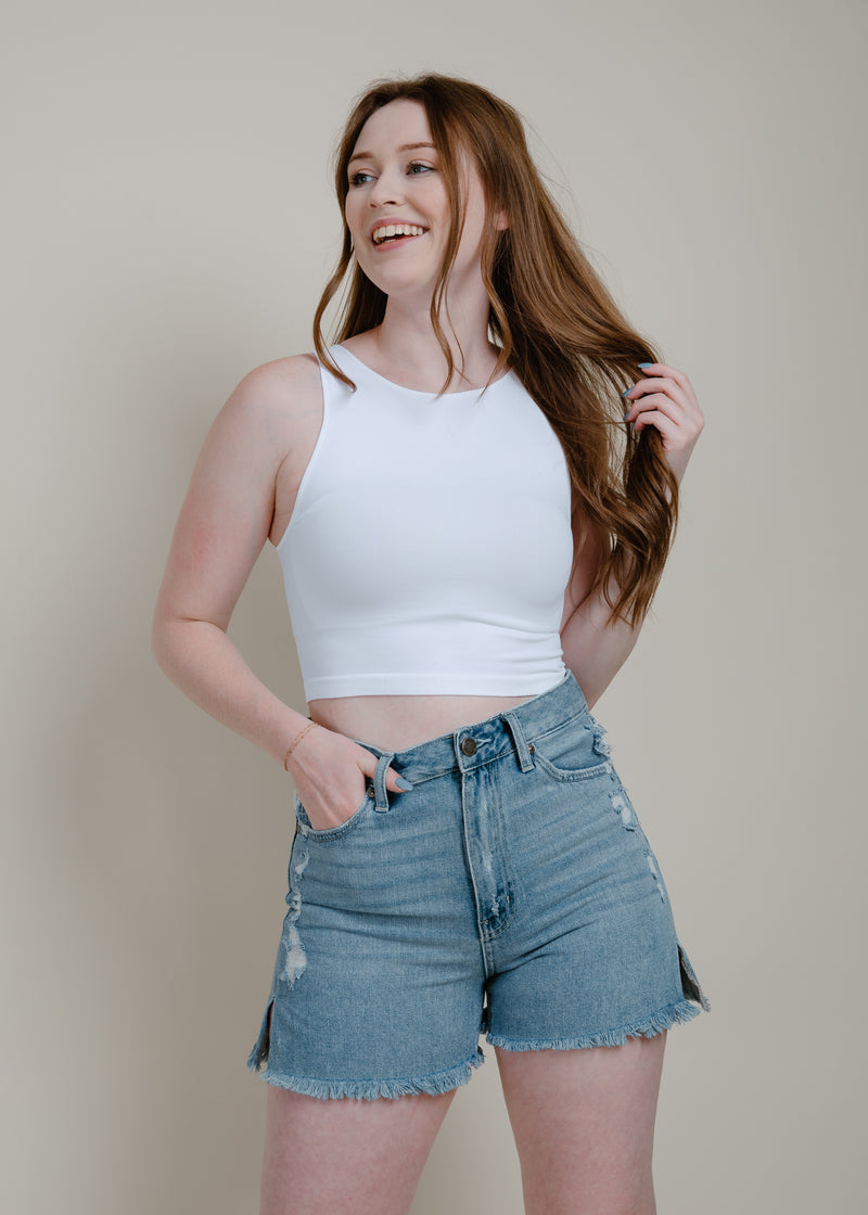 Everyday Cropped White Tank