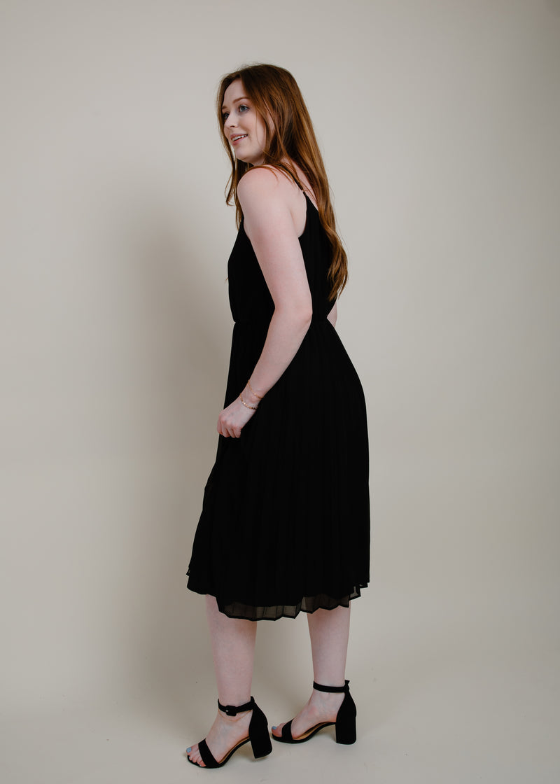 Julia Black Pleated Mini Dress