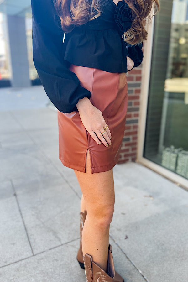 Rachel Brown Faux Leather Skirt
