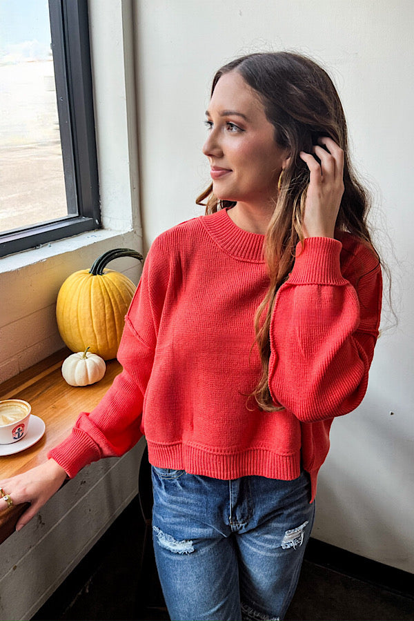 Autumn Breeze Orange Crop Sweater