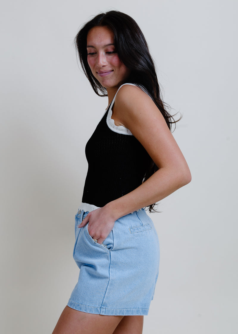 Marty Pleated Denim Shorts